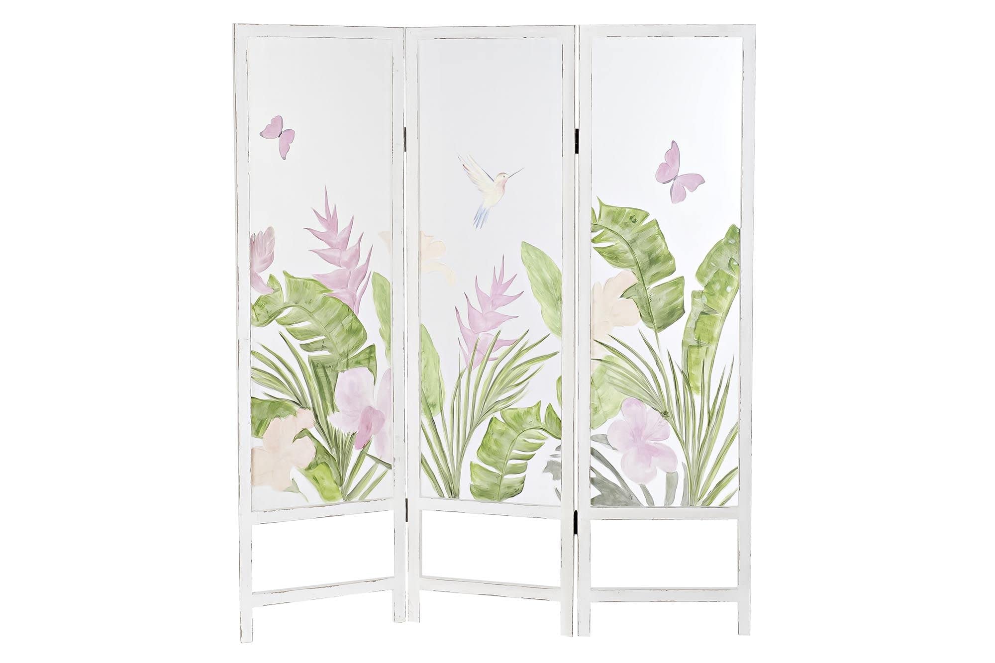 DRW Paravento Nylon MDF 150x2x180 Tropicale Verde