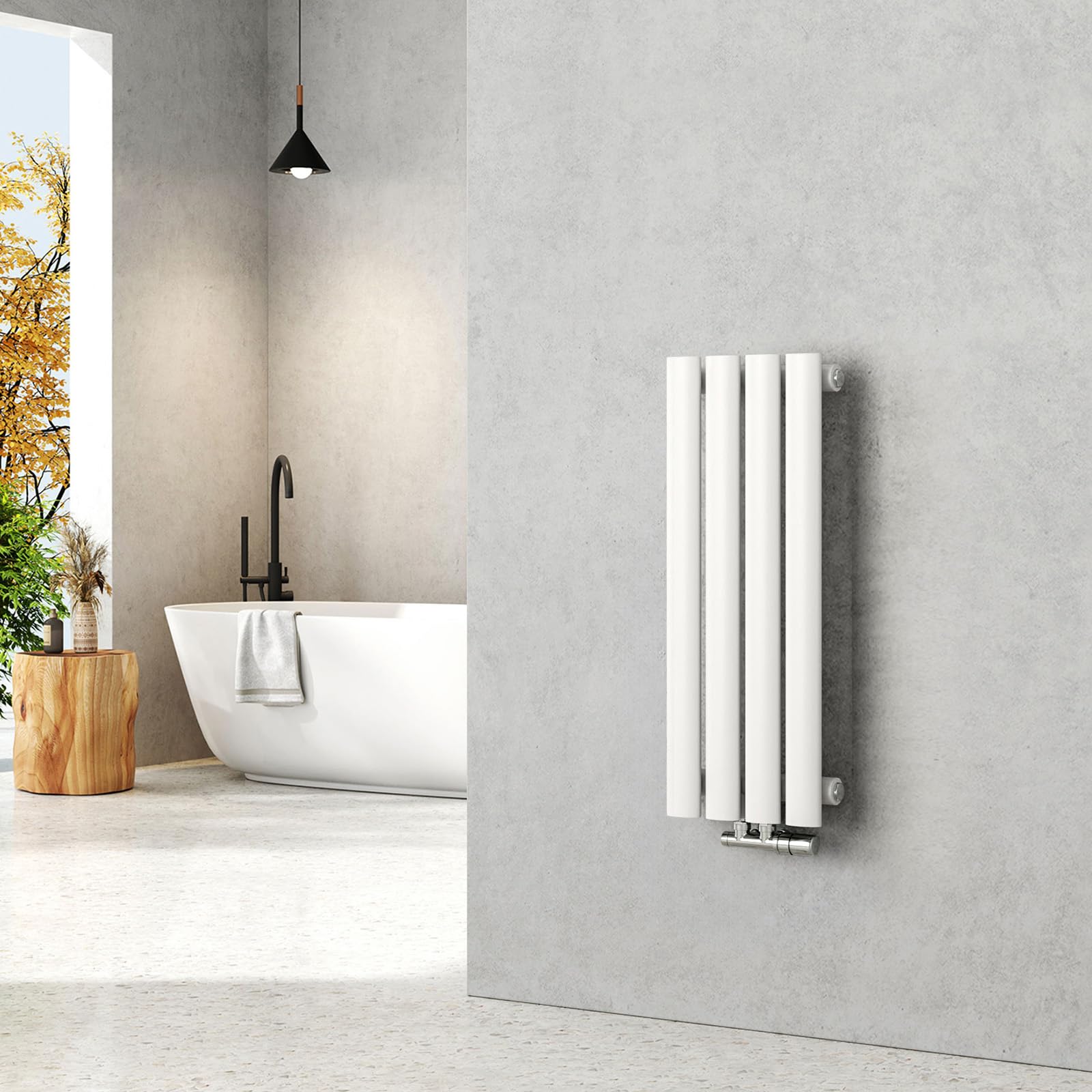 EMKE Radiatore Ovale a Pannello 600x240mm, Bianco