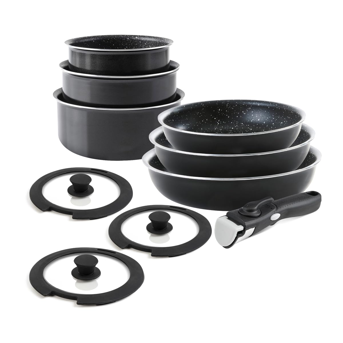 Qdesign Set 11 Pentole e Padelle Antiaderenti, Blu