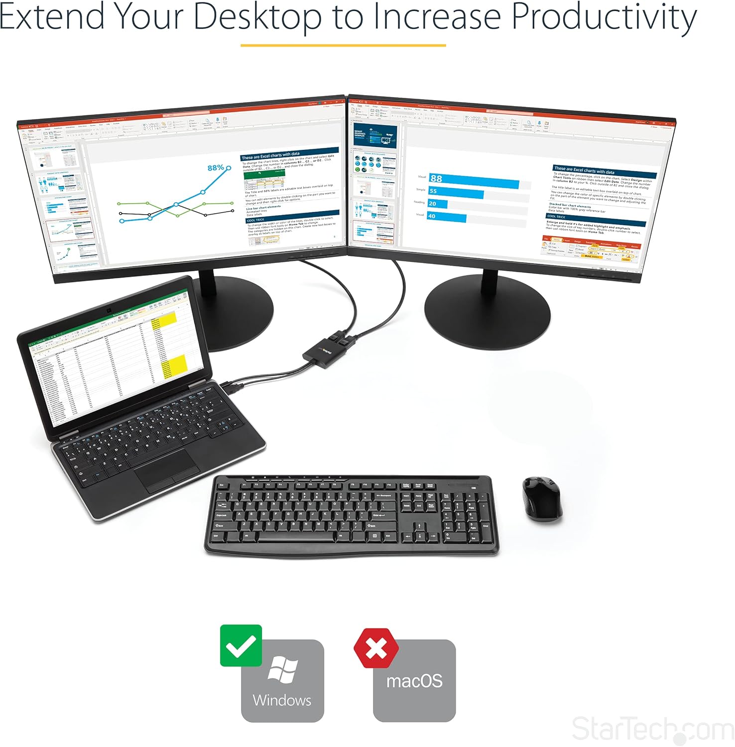 Startech.com Adattatore Multi Monitor MST Hub Mini DisplayPort - immagine 2