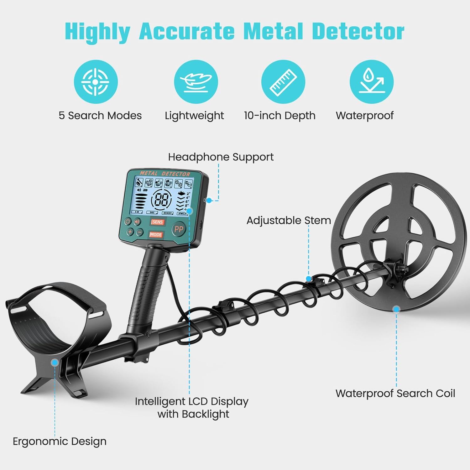 Metalldetektor per Adulti e Bambini con 5 Modalità - immagine 8
