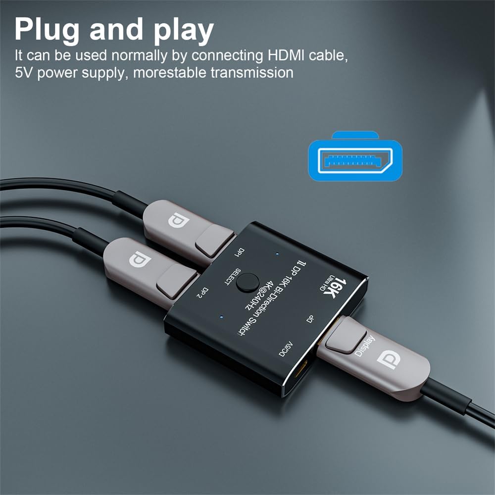 NFHK DP DisplayPort 2.0 Bi-Direction Switch Splitter - immagine 8