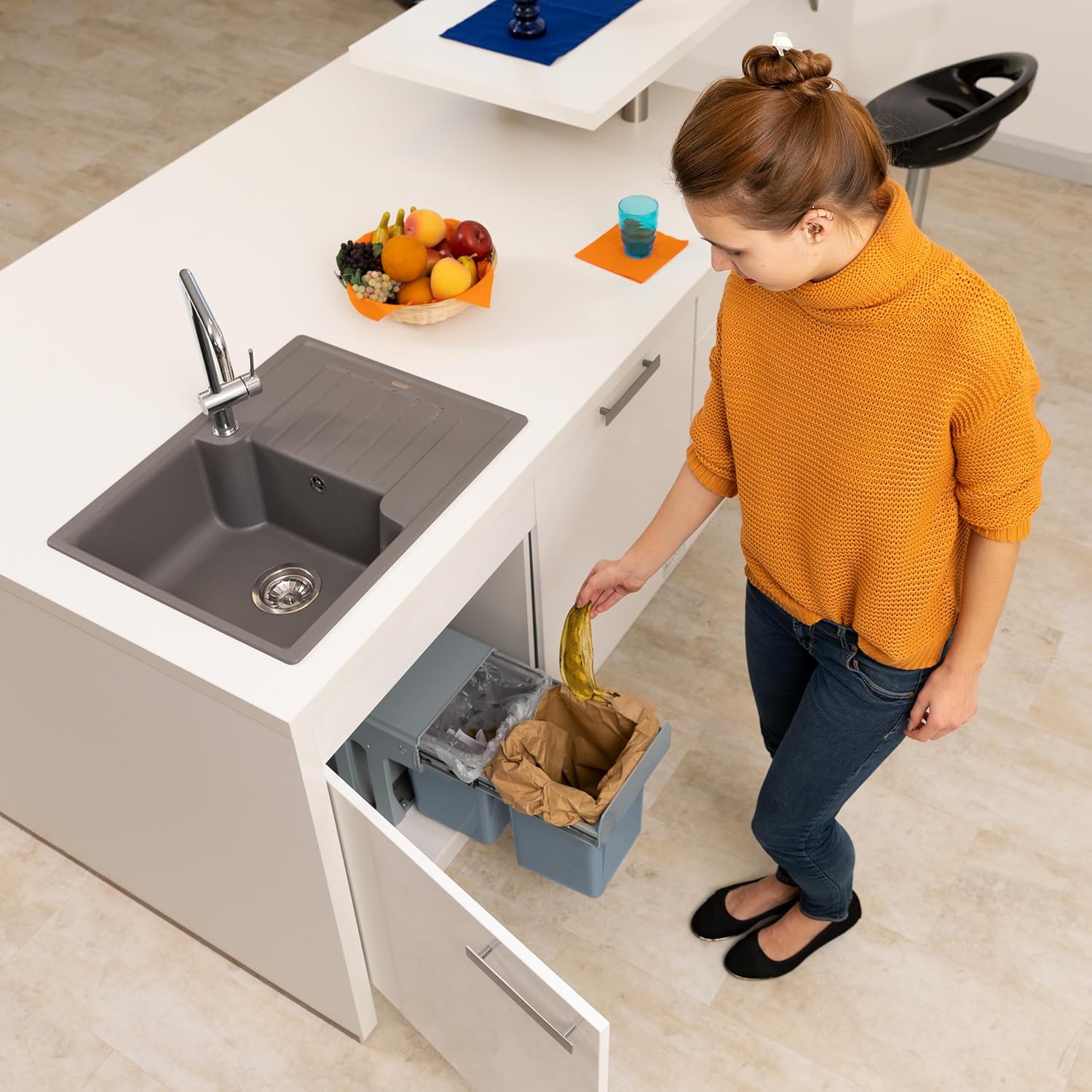 Relaxdays Pattumiera ad Incasso da Cucina, Grigio - immagine 2