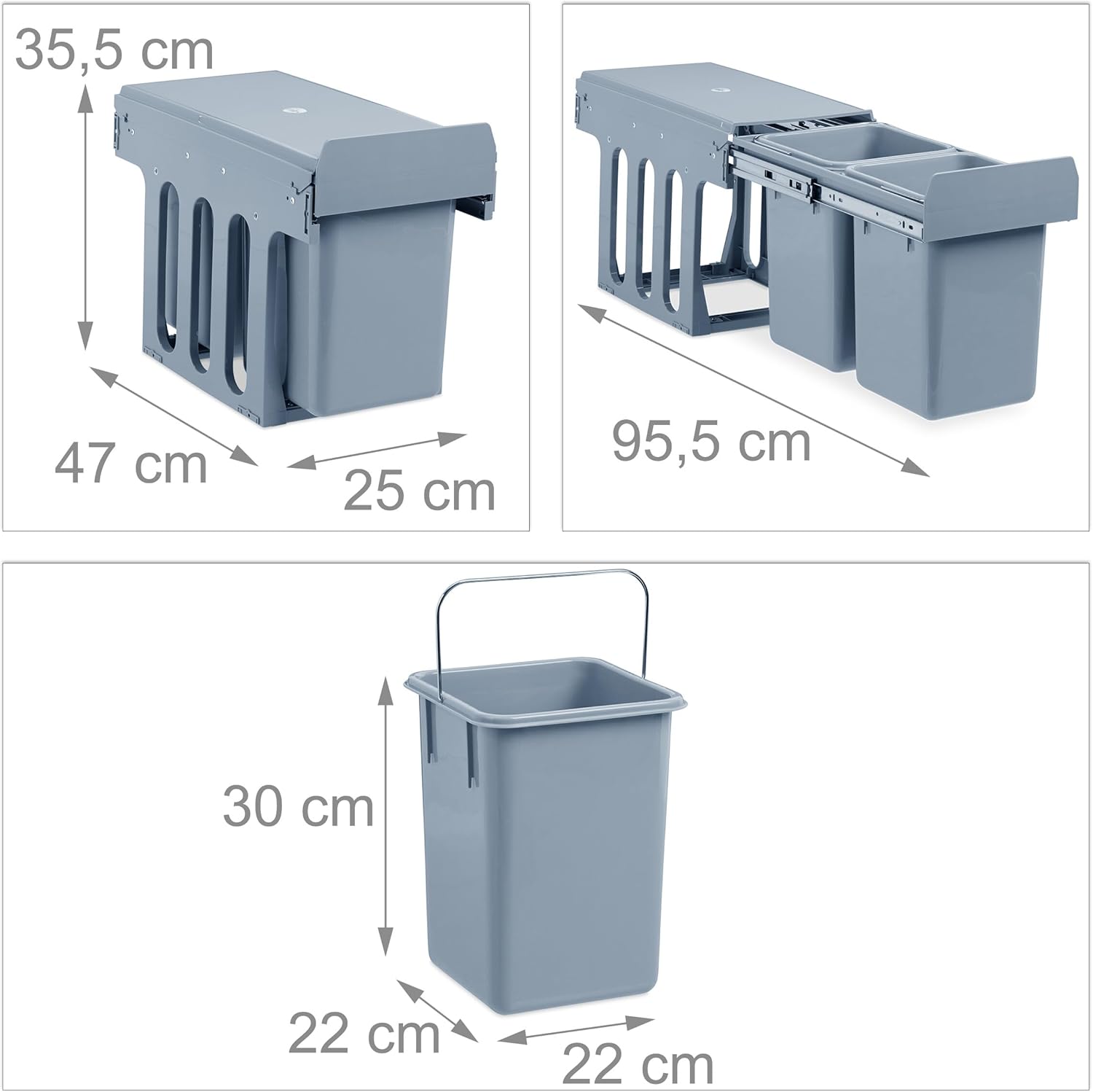 Relaxdays Pattumiera ad Incasso da Cucina, Grigio - immagine 4