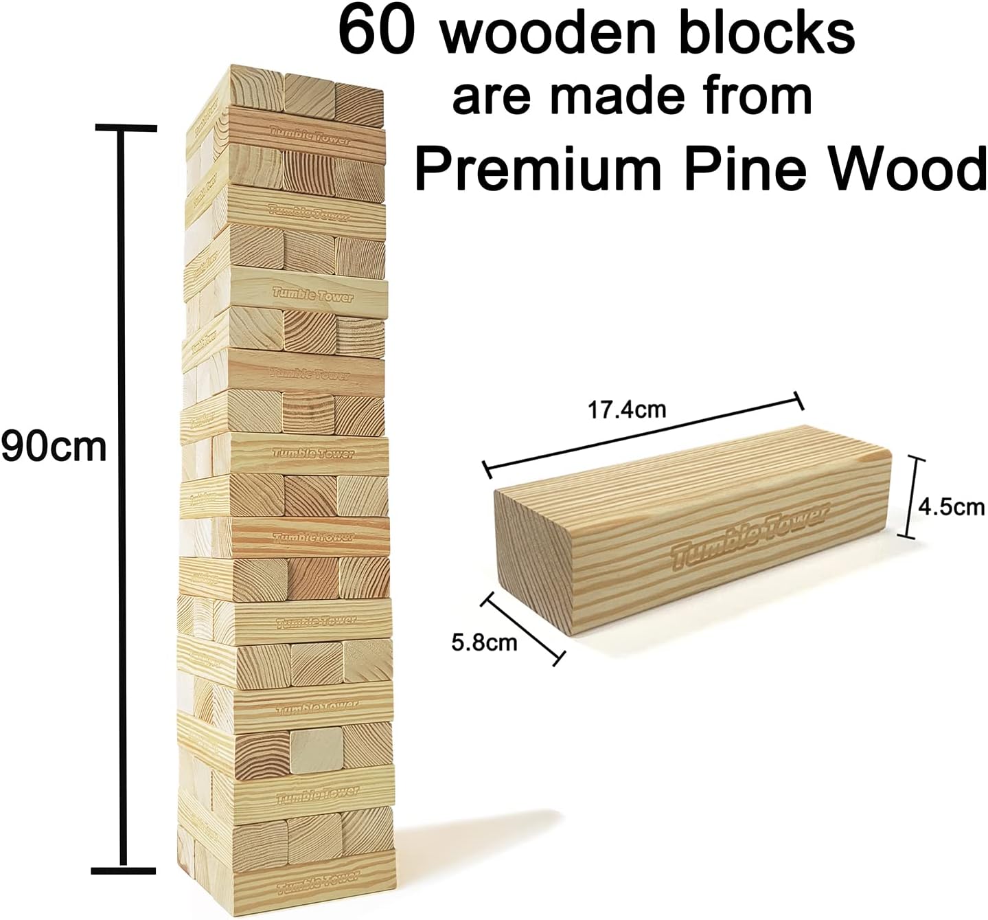 Jacmok Giant Tumble Tower in Legno di Pino - immagine 2