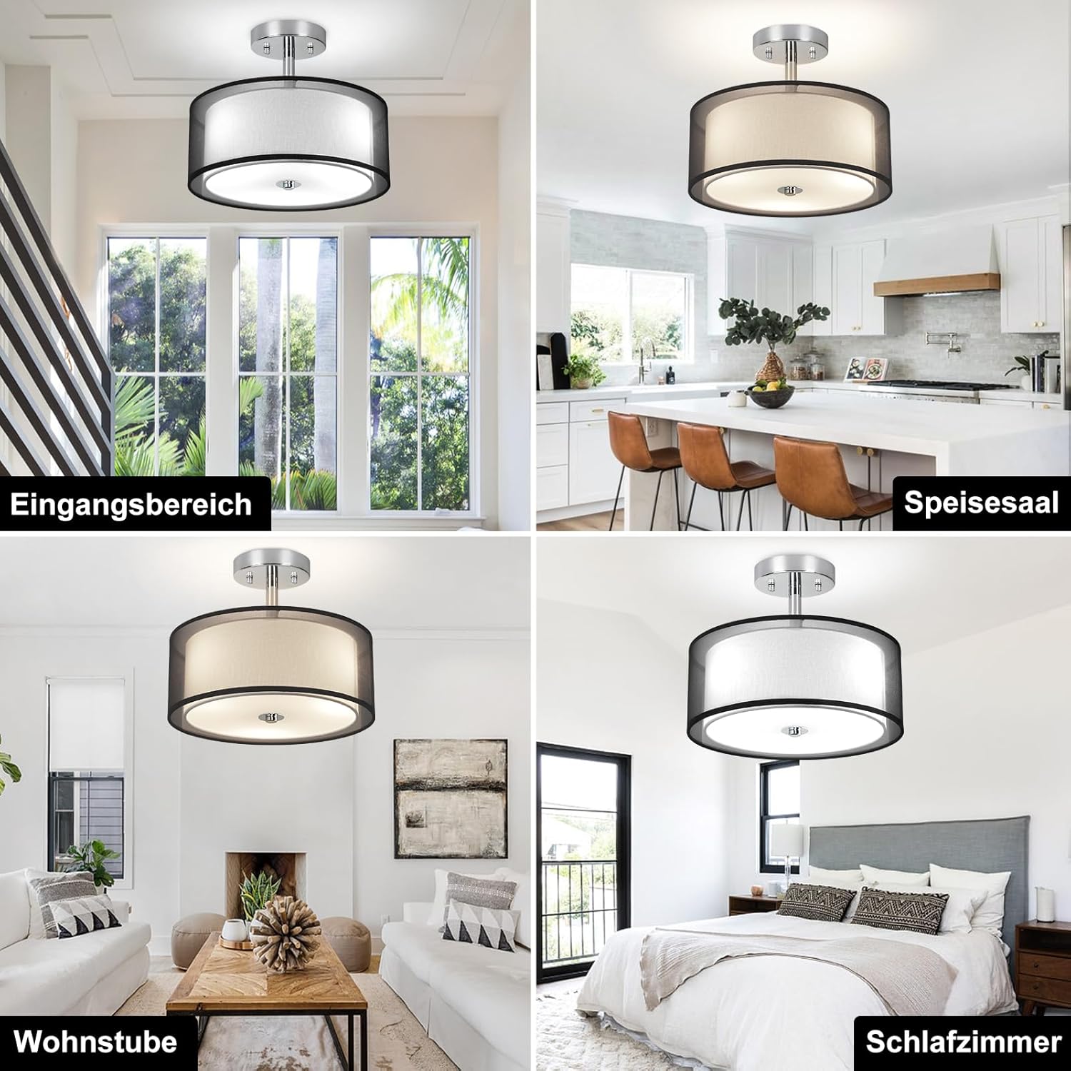 Depuley Lampada da Soffitto LED Moderna 13" Nera - immagine 2