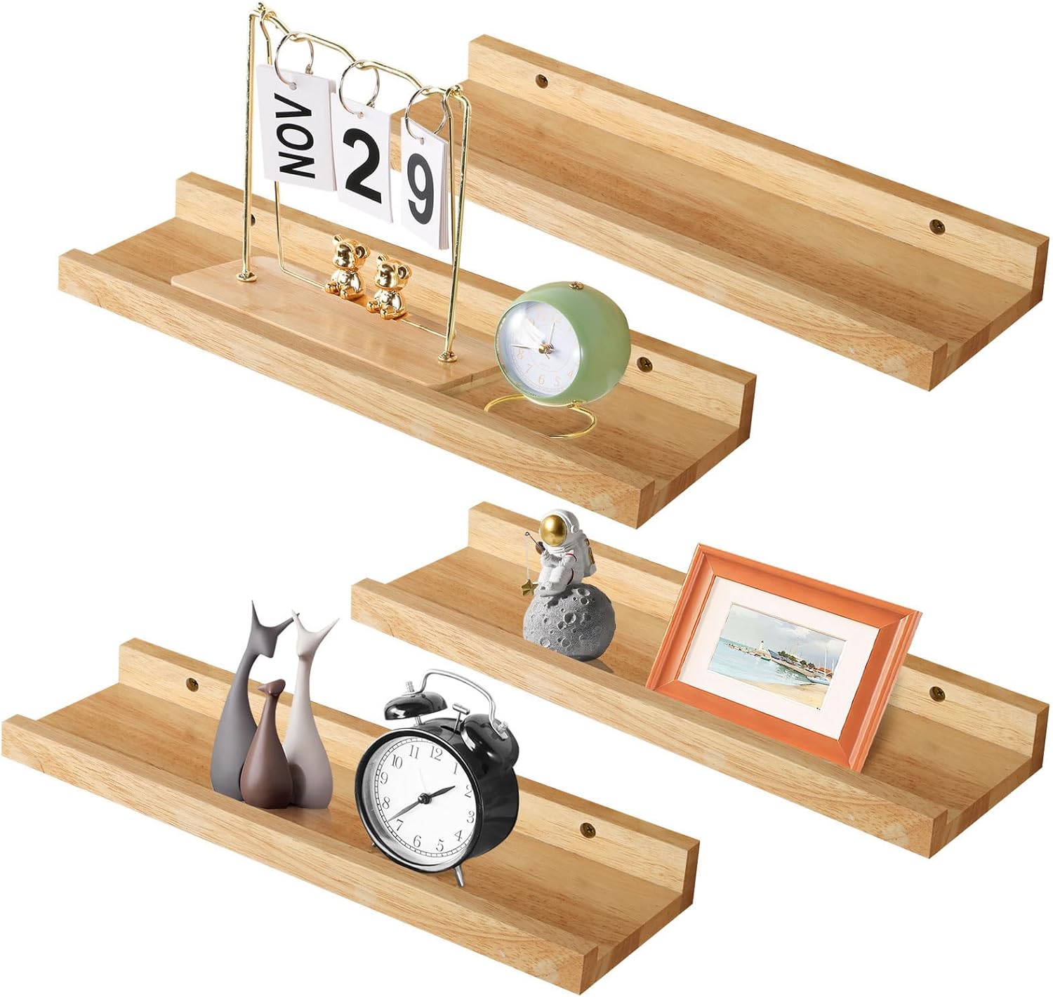 Yheenlf Mensole da Parete Galleggianti Set 4, Naturale