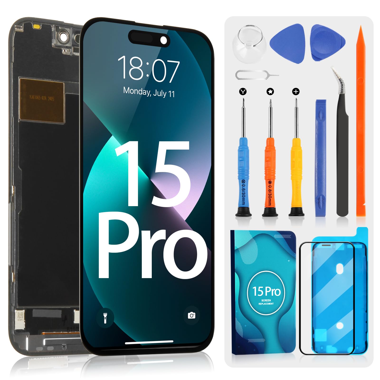 Incell LCD per iPhone 15 PRO - Sostituzione Schermo 6,1" Nero