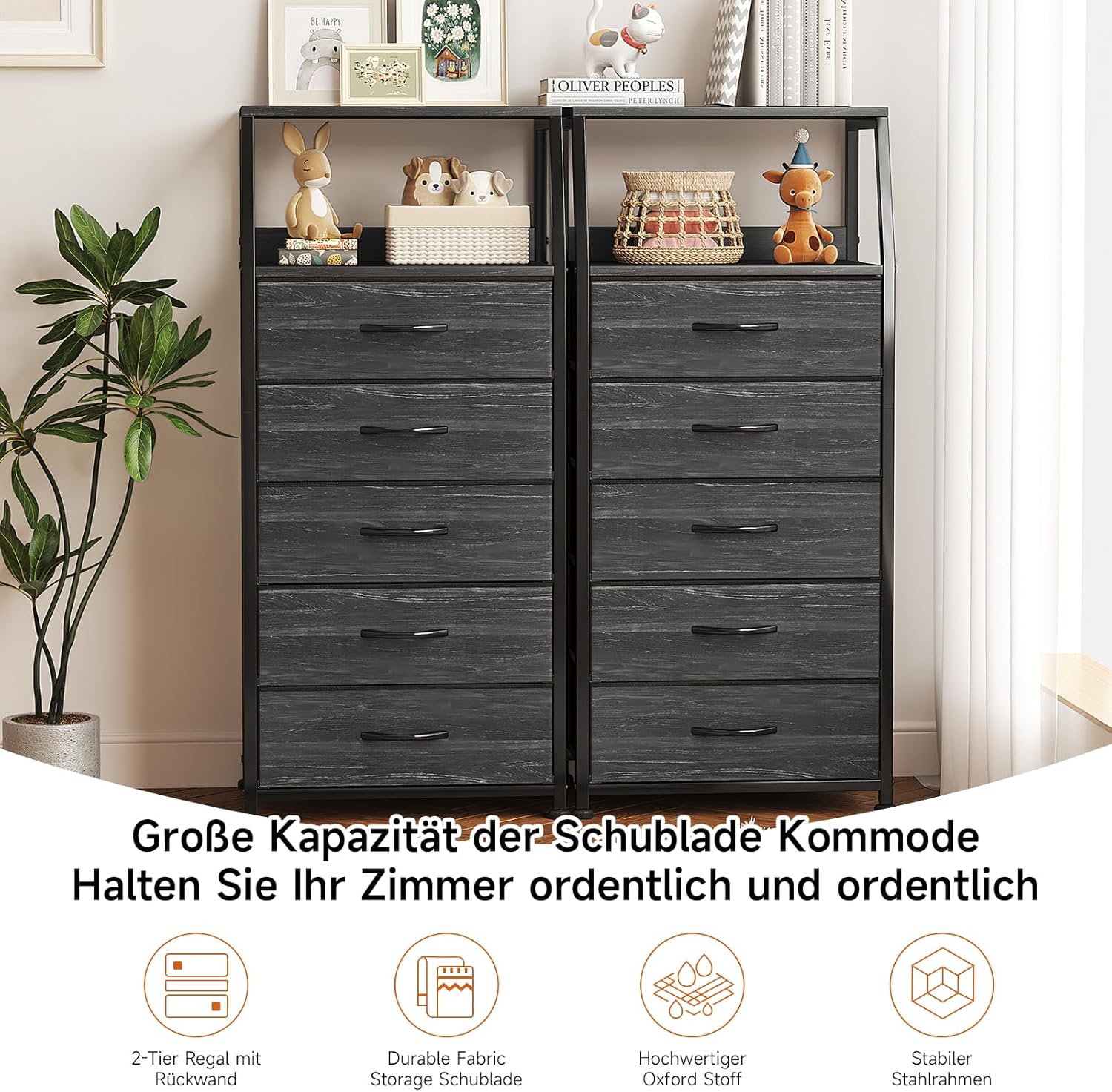 Caiyun Comodino con 5 Cassetti - immagine 4