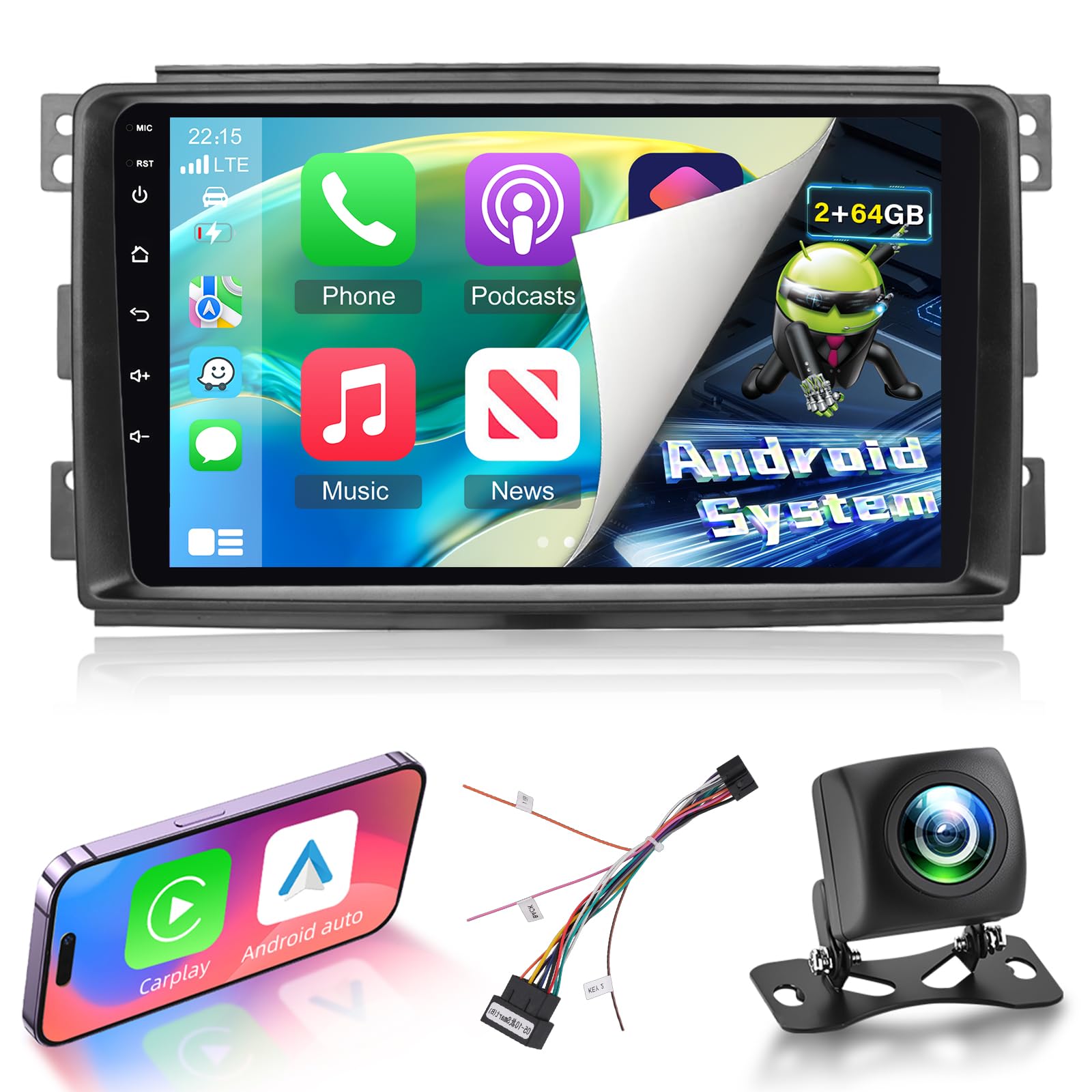 Nhopeew Autoradio Android per Benz Smart Fortwo 451 (2005-2010)