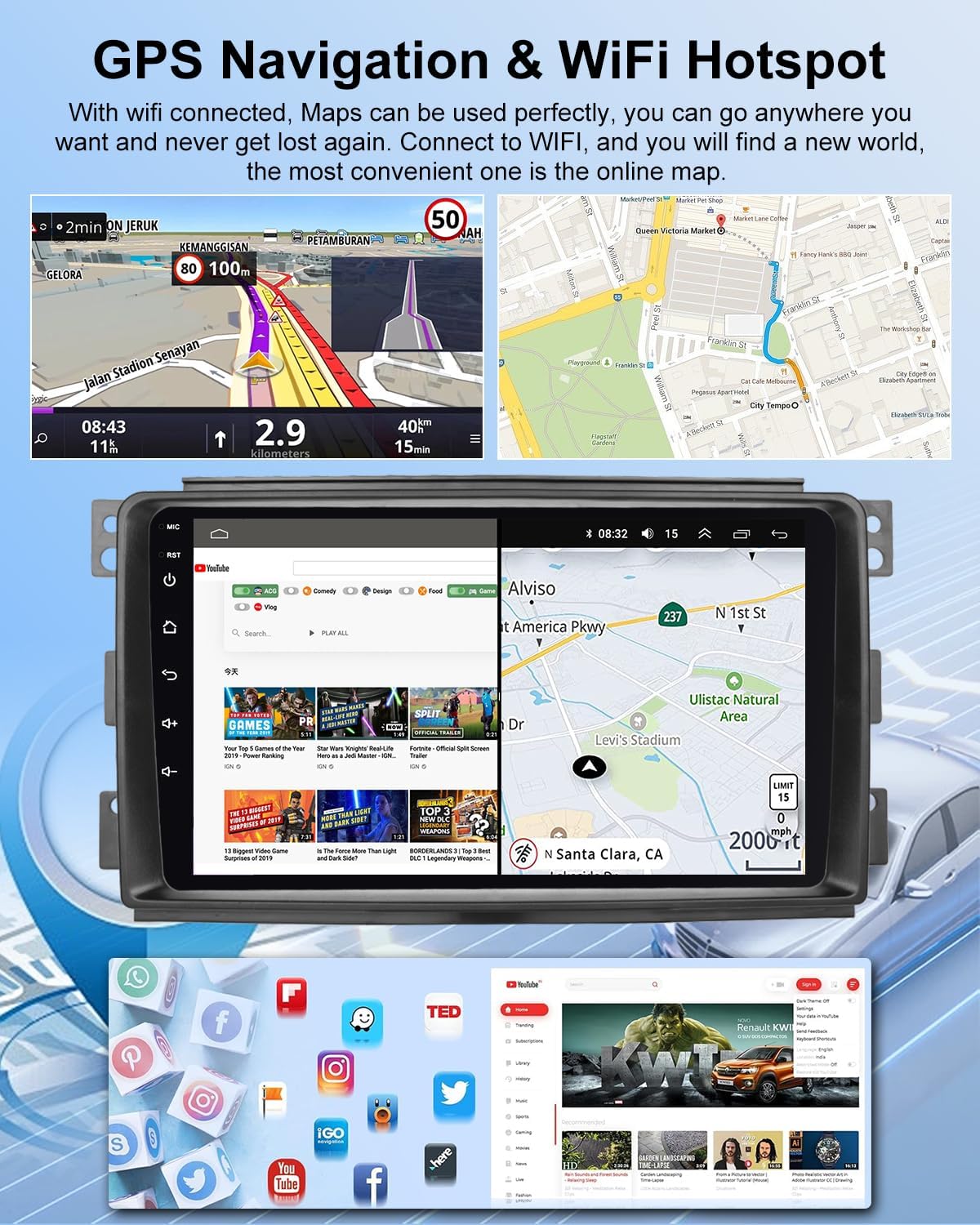 Nhopeew Autoradio Android per Benz Smart Fortwo 451 (2005-2010) - immagine 5