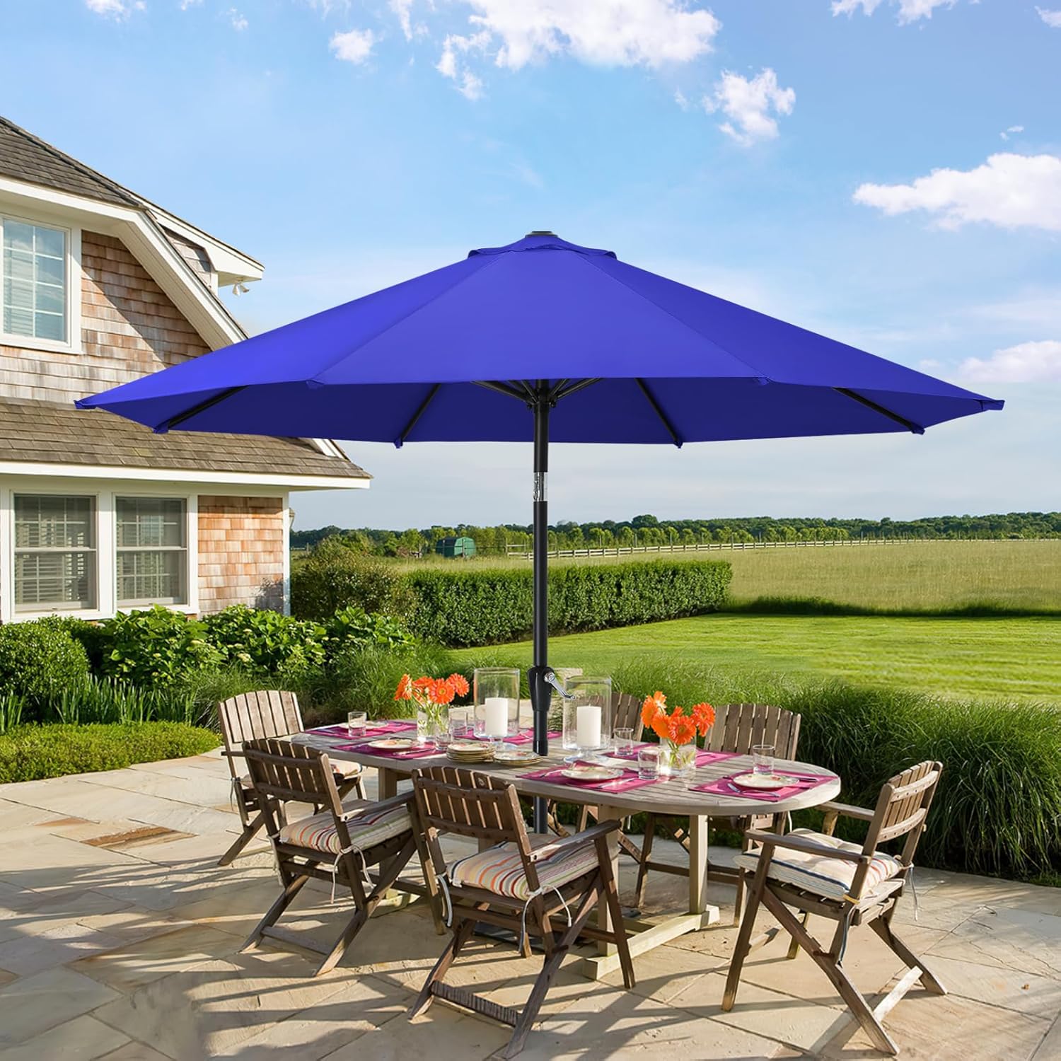 Mastercanopy Ombrello da Giardino 2.7m, Blu - immagine 2