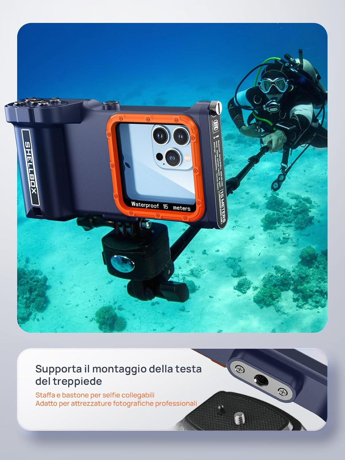 Lanhiem Custodia Impermeabile Subacquea IP68 15M, Blu - immagine 5