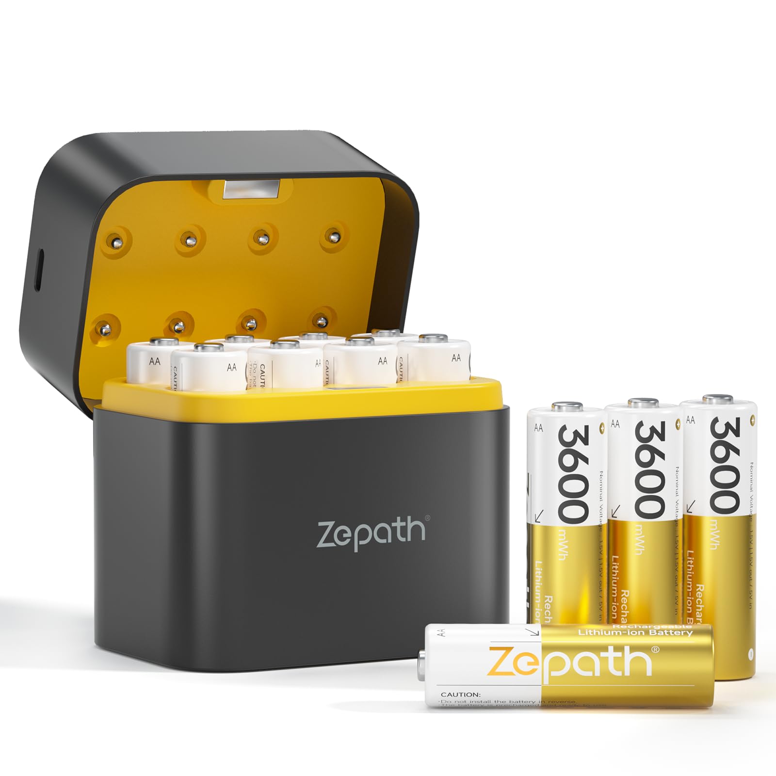 Zepath 12 PCS Batterie AA Litio Ricaricabili 3600mWh