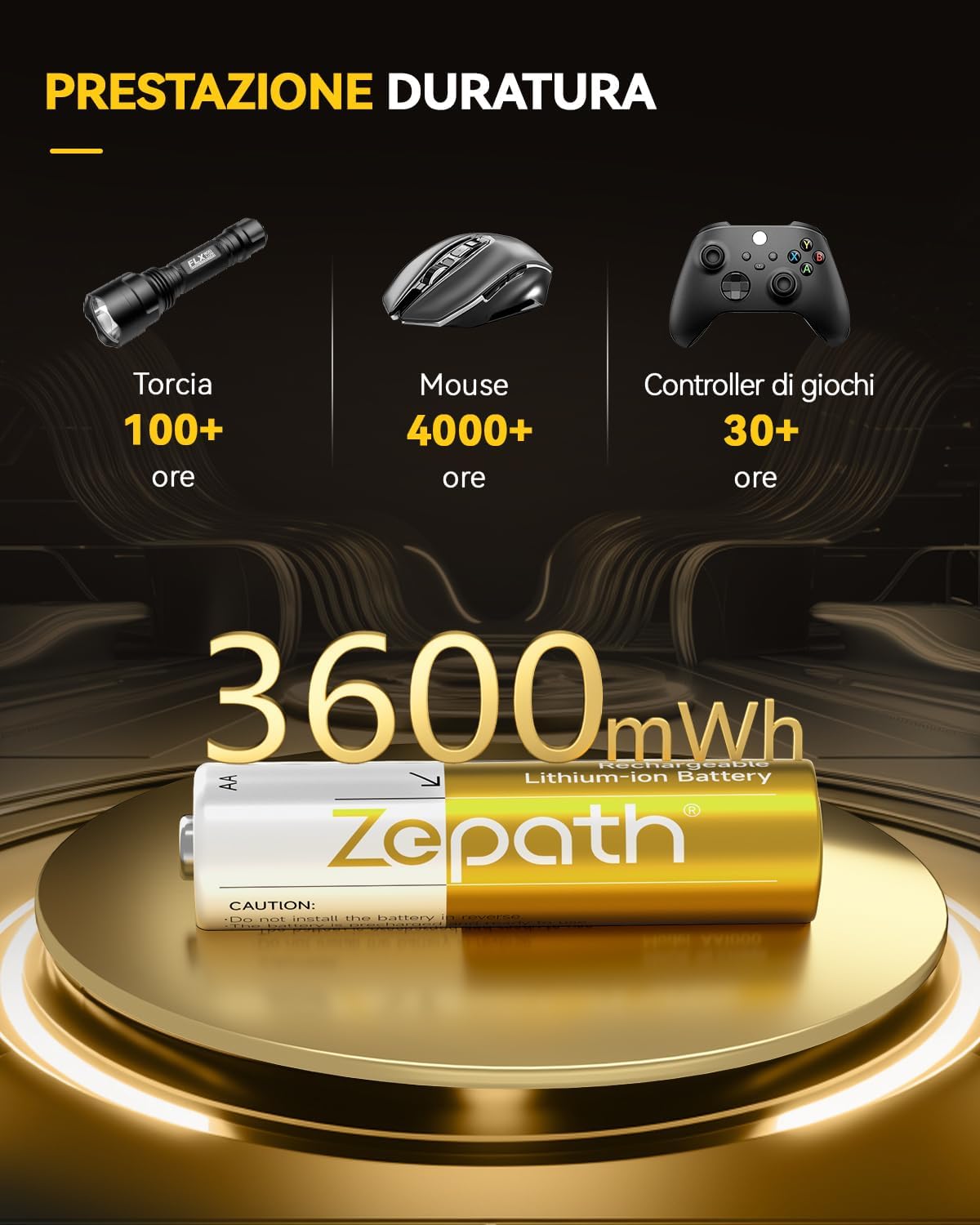 Zepath 12 PCS Batterie AA Litio Ricaricabili 3600mWh - immagine 5