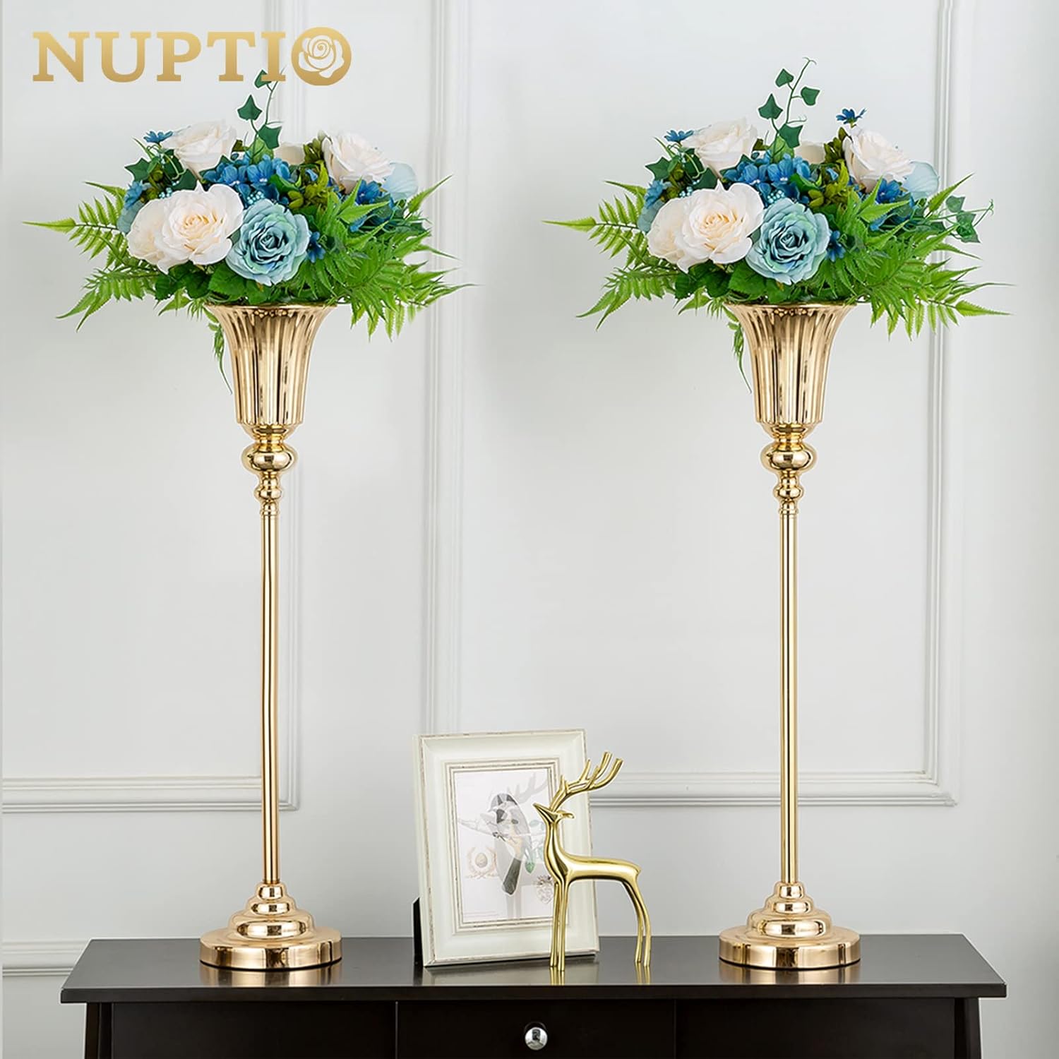 Nuptio Vaso Oro Centrotavola Matrimonio 77.5cm (2 pz) - immagine 2