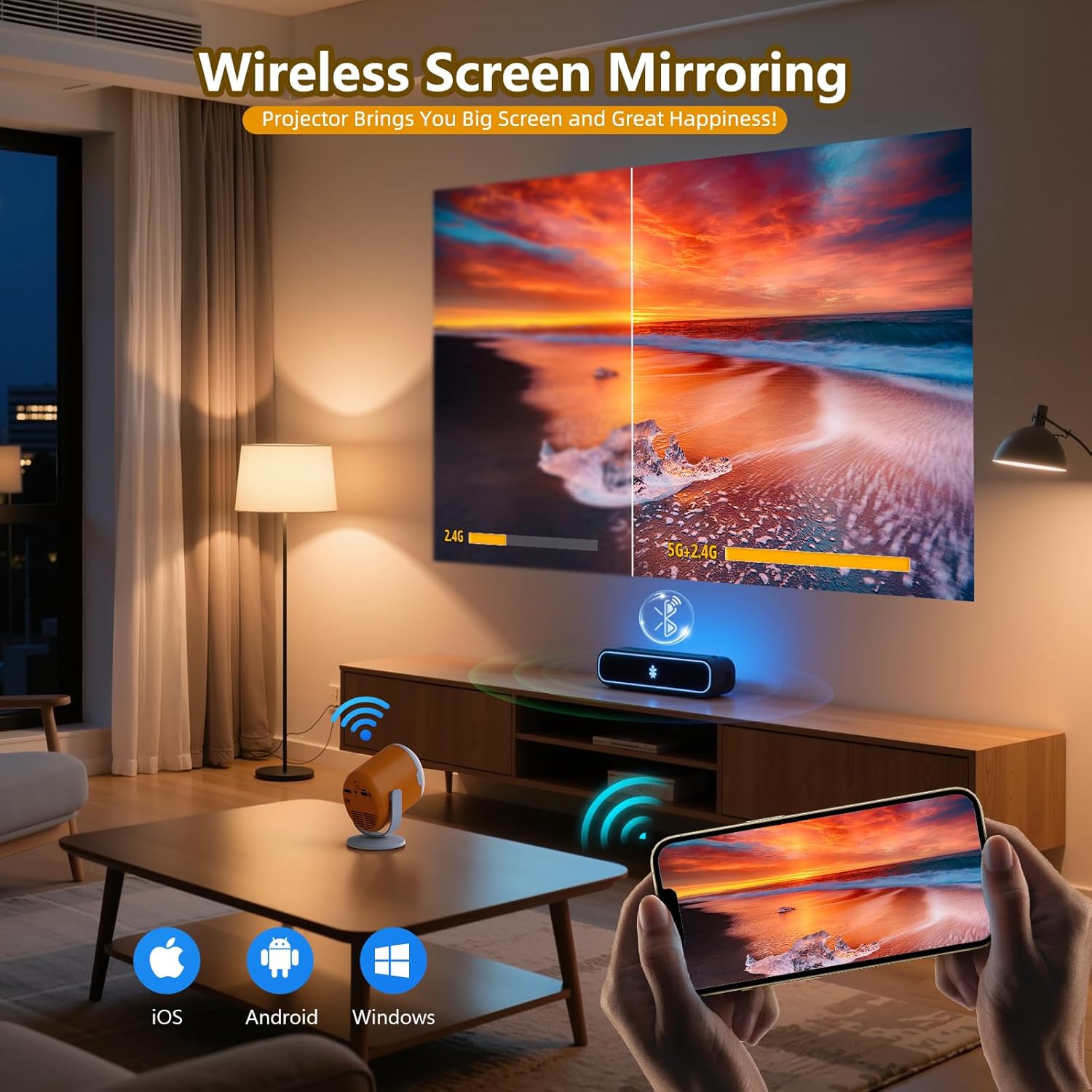 Mini Proiettore Portatile WiFi e Bluetooth - immagine 5