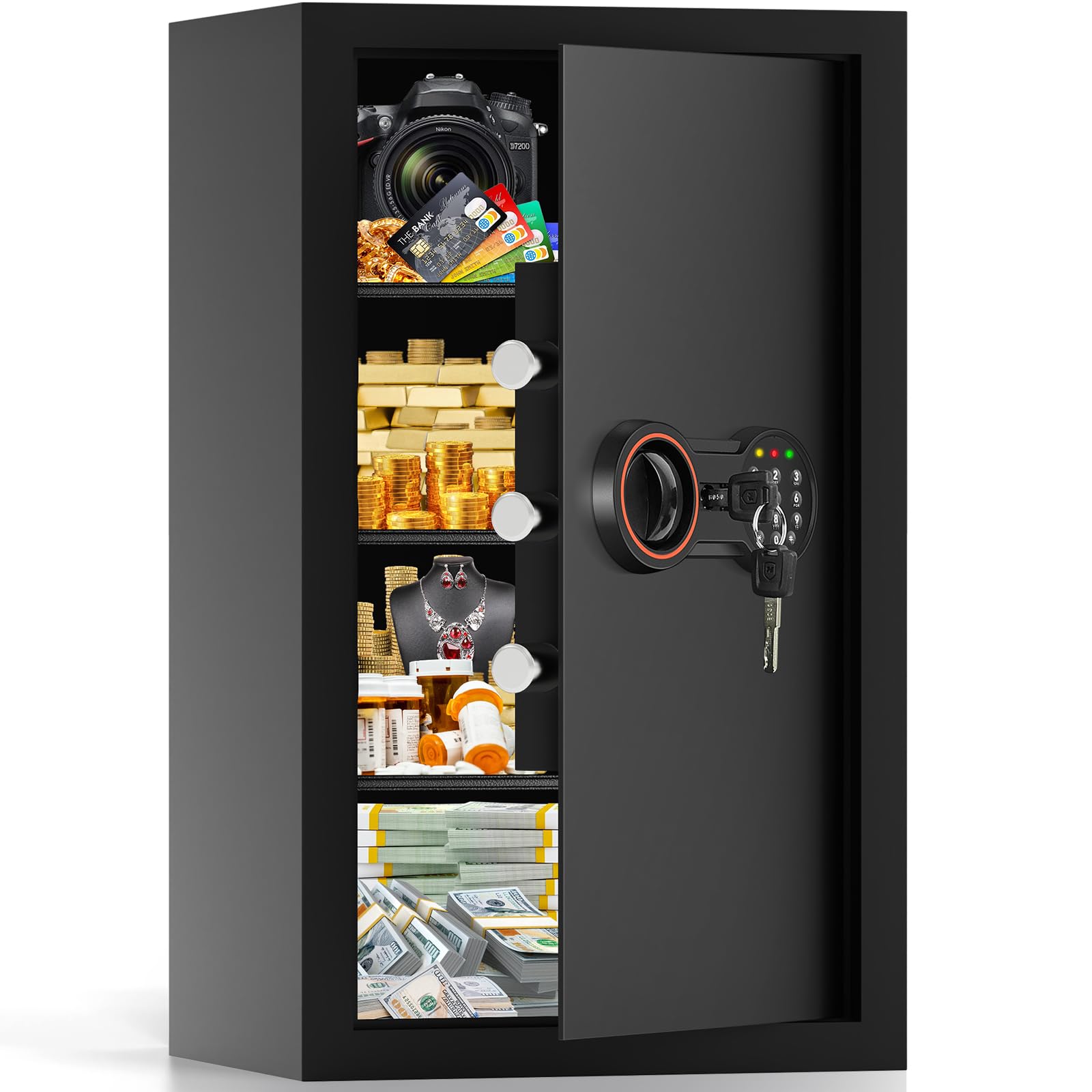 Cassaforte Ignifuga Extra Grande 95L con Chiavi e Sensore