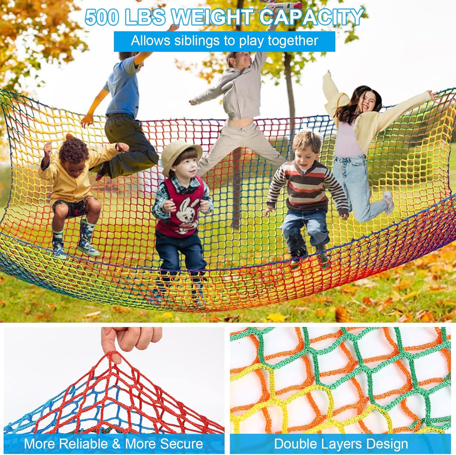 Jackfru Rete da Arrampicata Parco Giochi Arcobaleno 3x3m - immagine 2