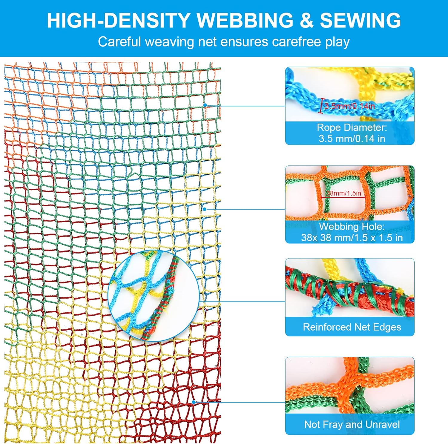 Jackfru Rete da Arrampicata Parco Giochi Arcobaleno 3x3m - immagine 6