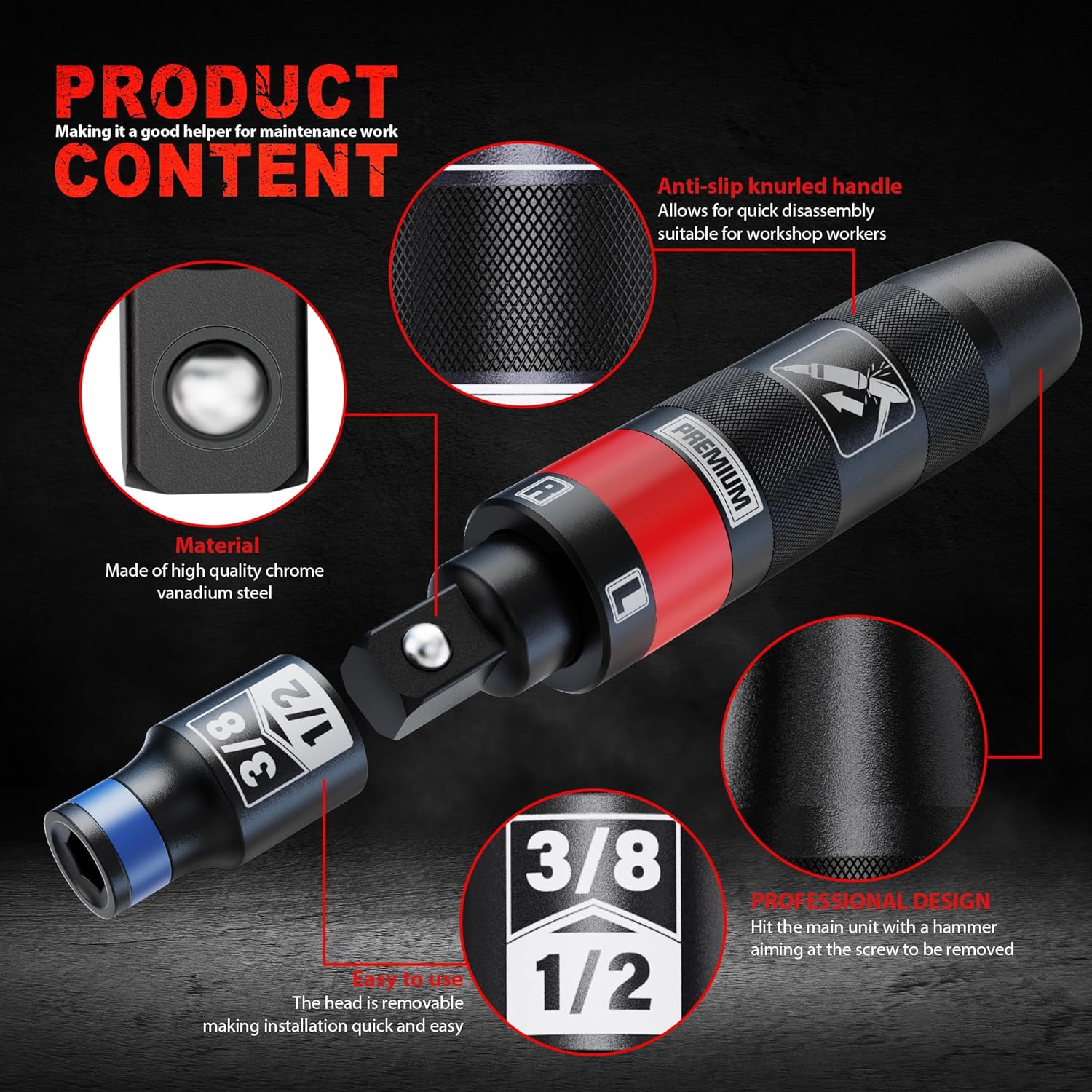 Aurlloct Cacciavite a Impatto 1/2" - 13 Pezzi - immagine 3