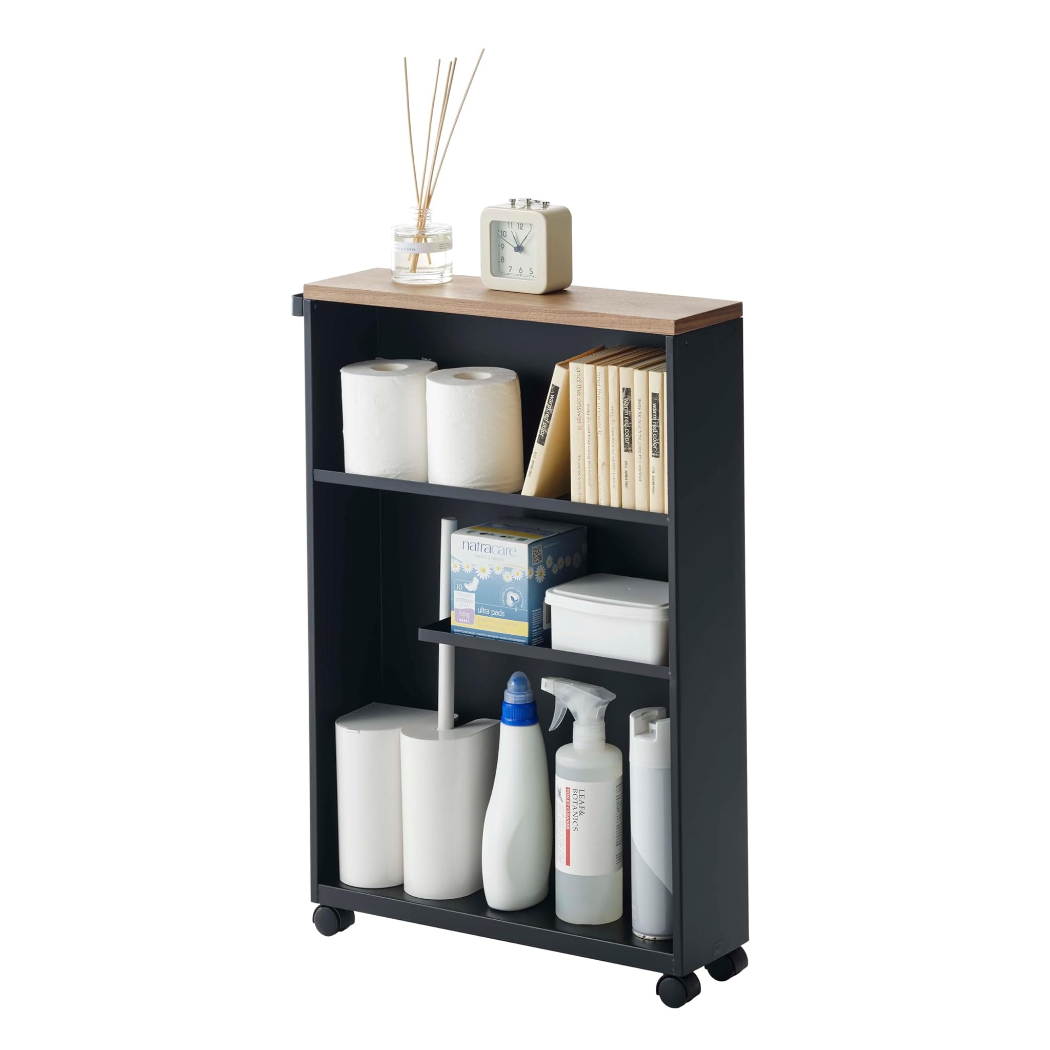 YAMAZAKI home Tower Carrellino Bagno, Acciaio, Nero, Taglia Unica