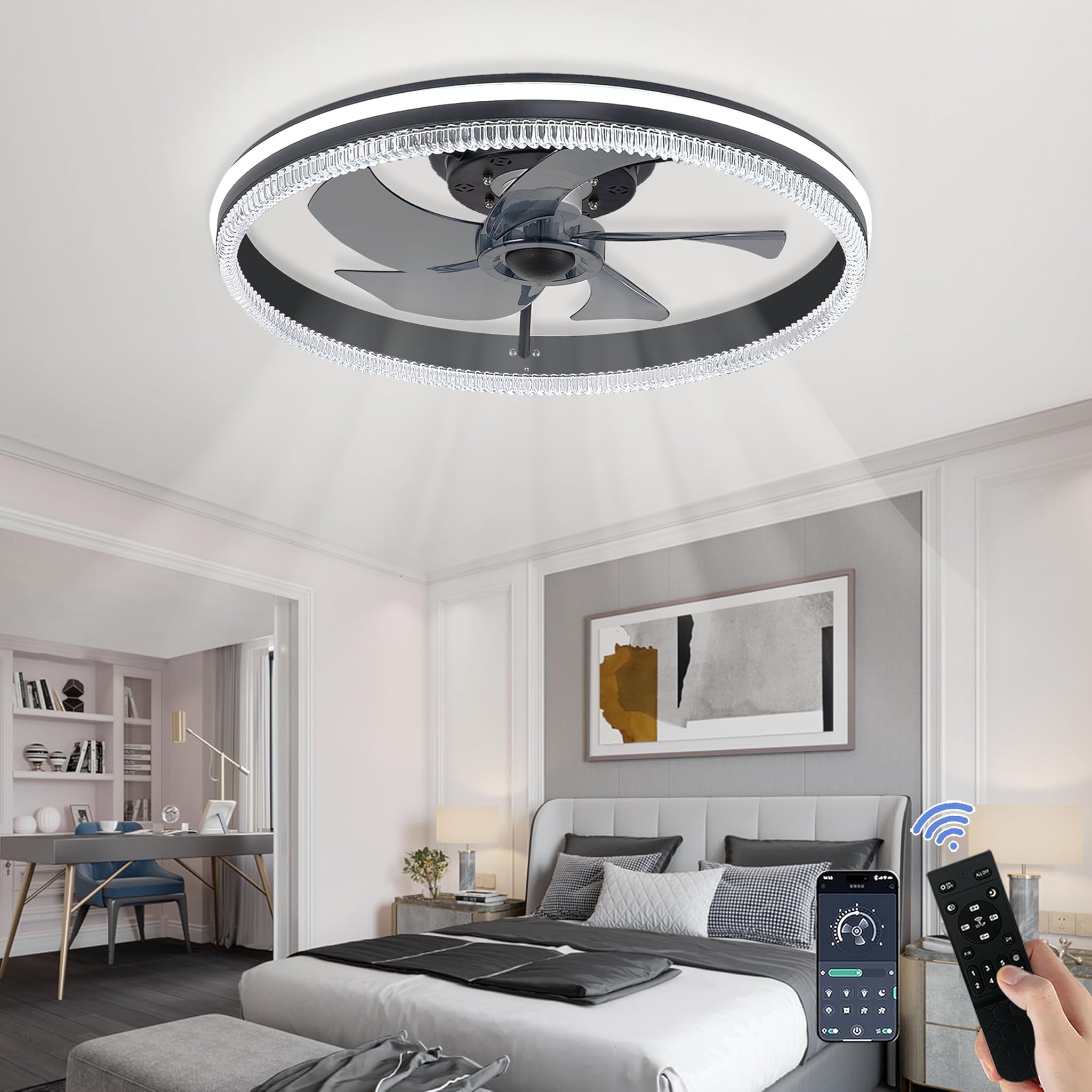 Ventilatore da Soffitto 50CM con Luci e Telecomando
