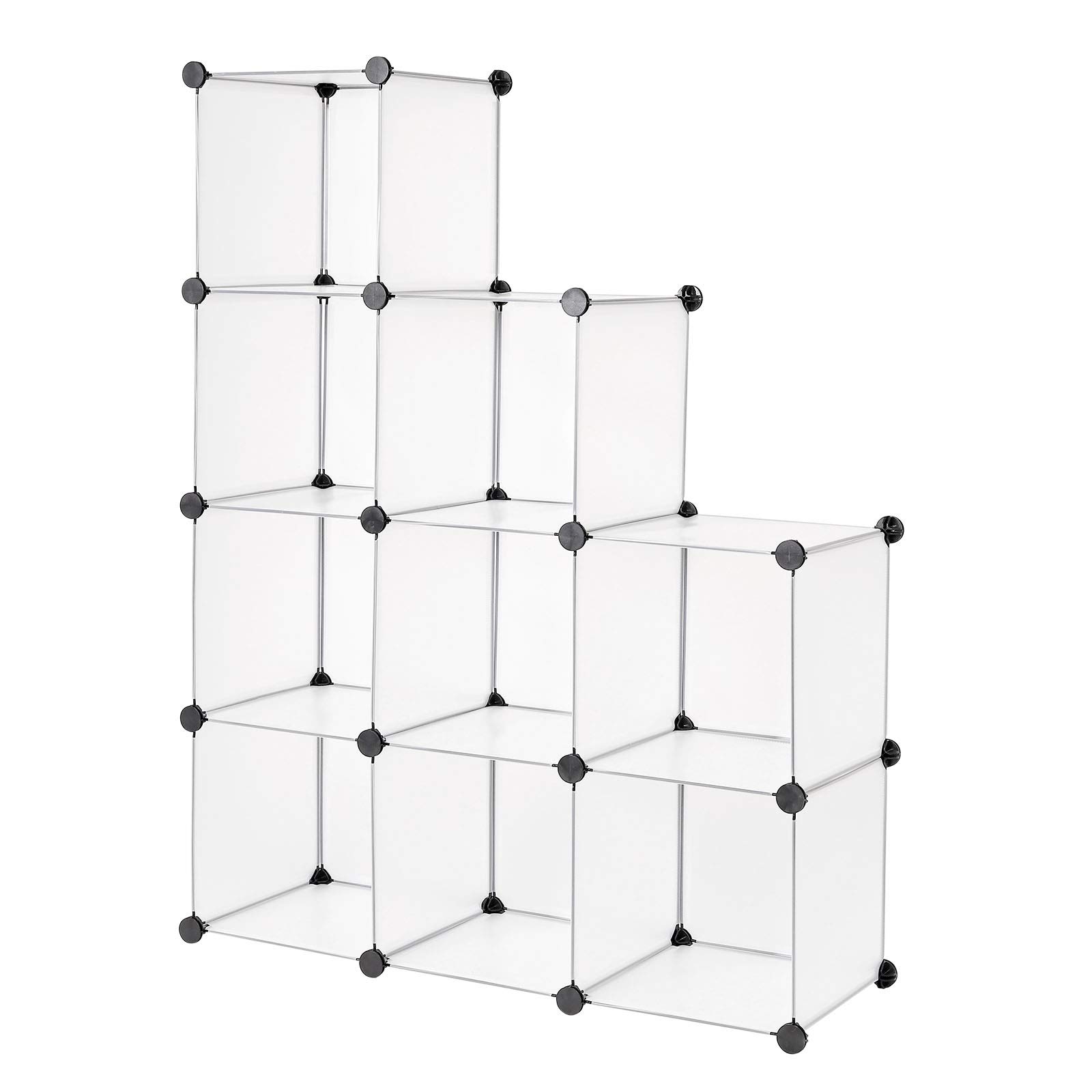 Dibea - Scarpiera modulare in plastica, con 9 Scomparti, 30 x 30 cm, Trasparente