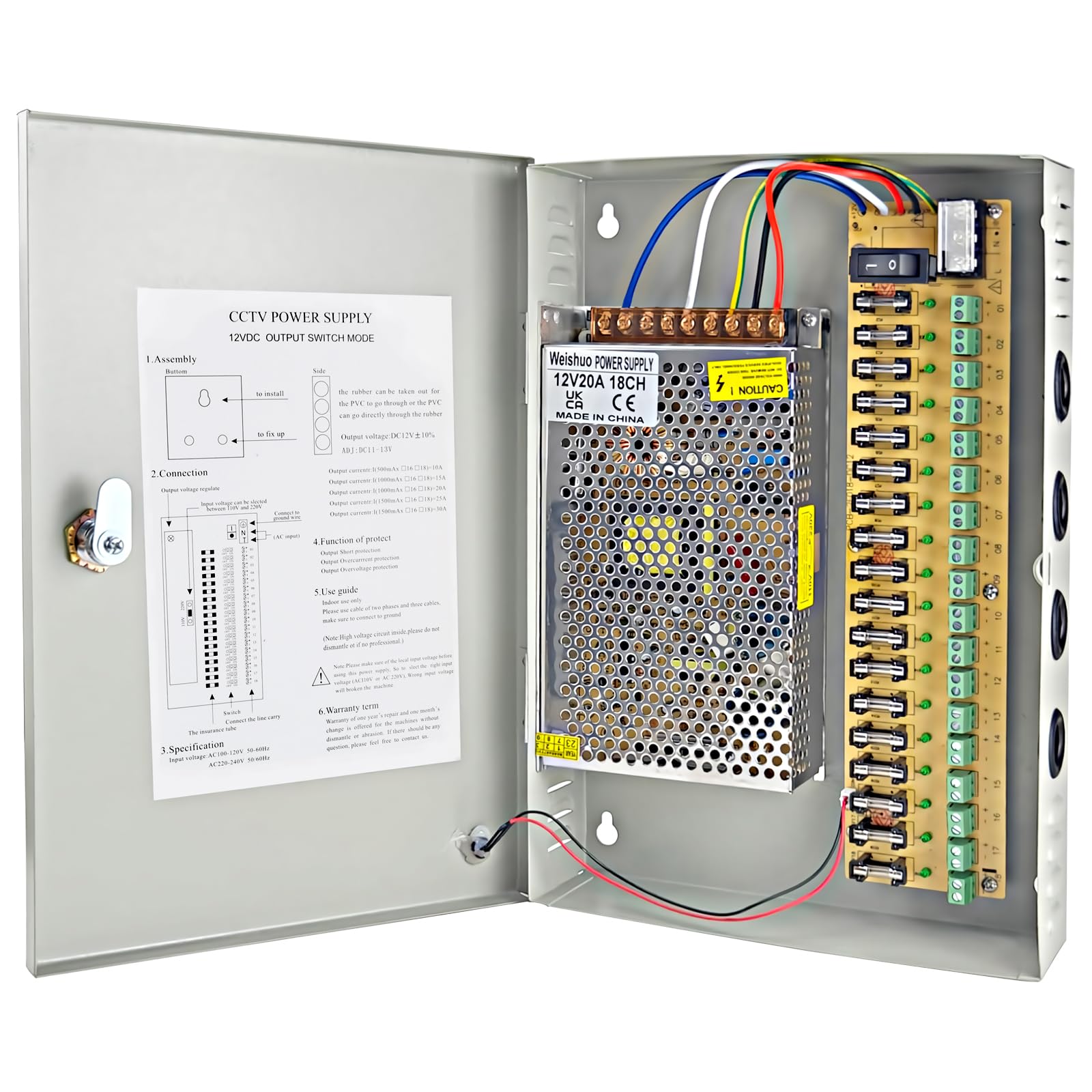 Alimentatore CCTV 12V 18 Canali 20A 240W