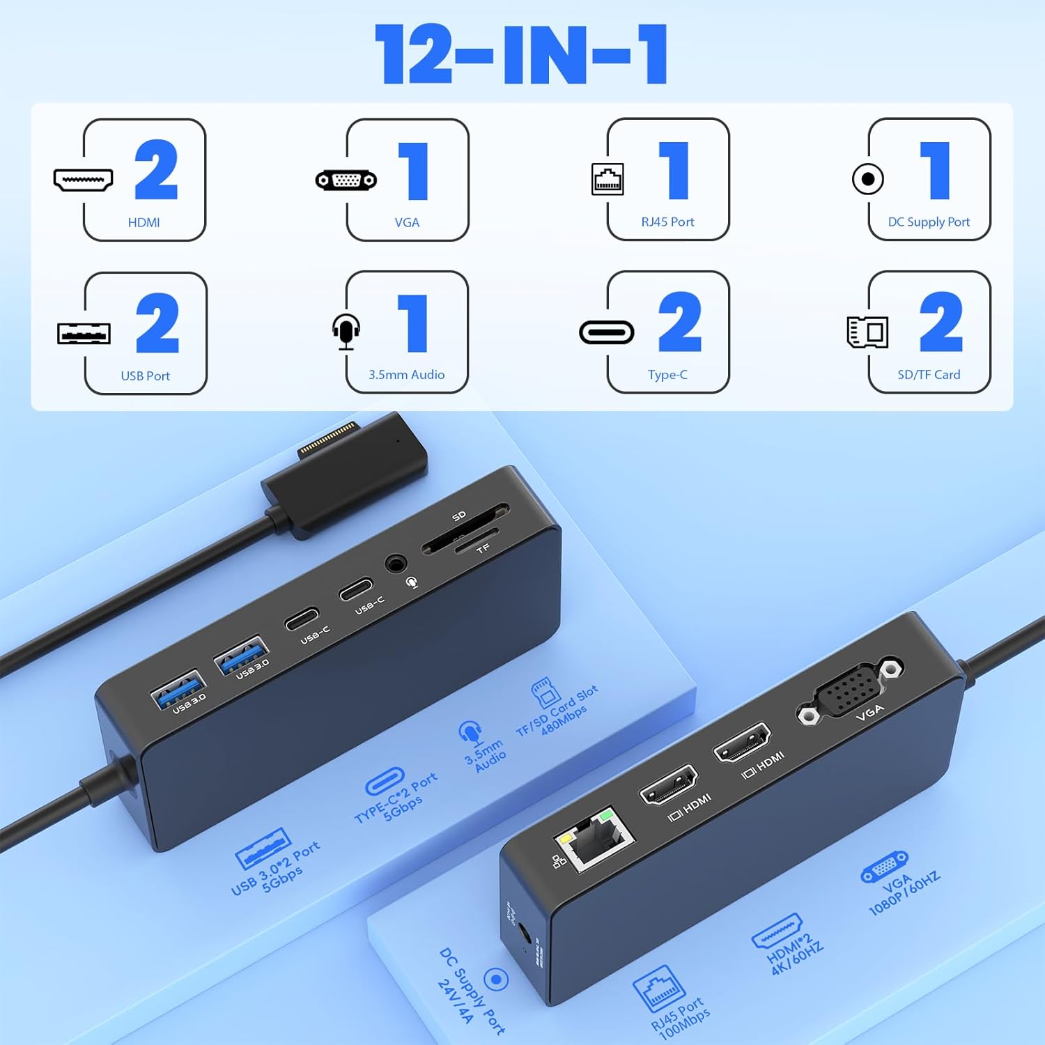 Microsoft Surface Docking Station 12 in 1 con 72W - immagine 2