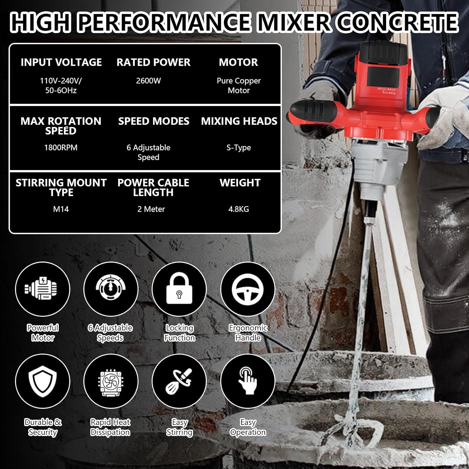 Miscelatore per Malta Professionale 2100W - immagine 4