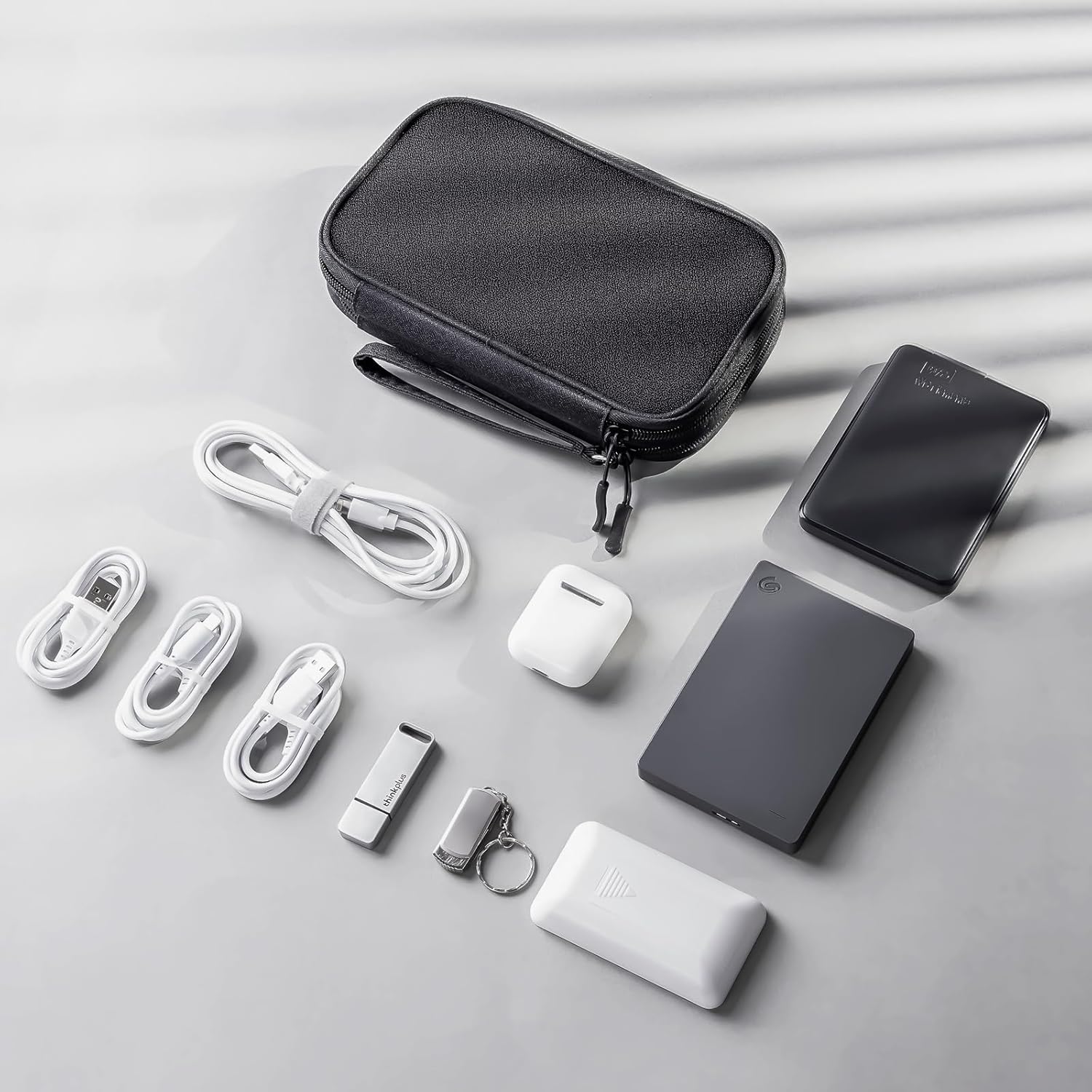 ProCase Porta Cavi da Viaggio a 3 Strati, Nero/S - immagine 4