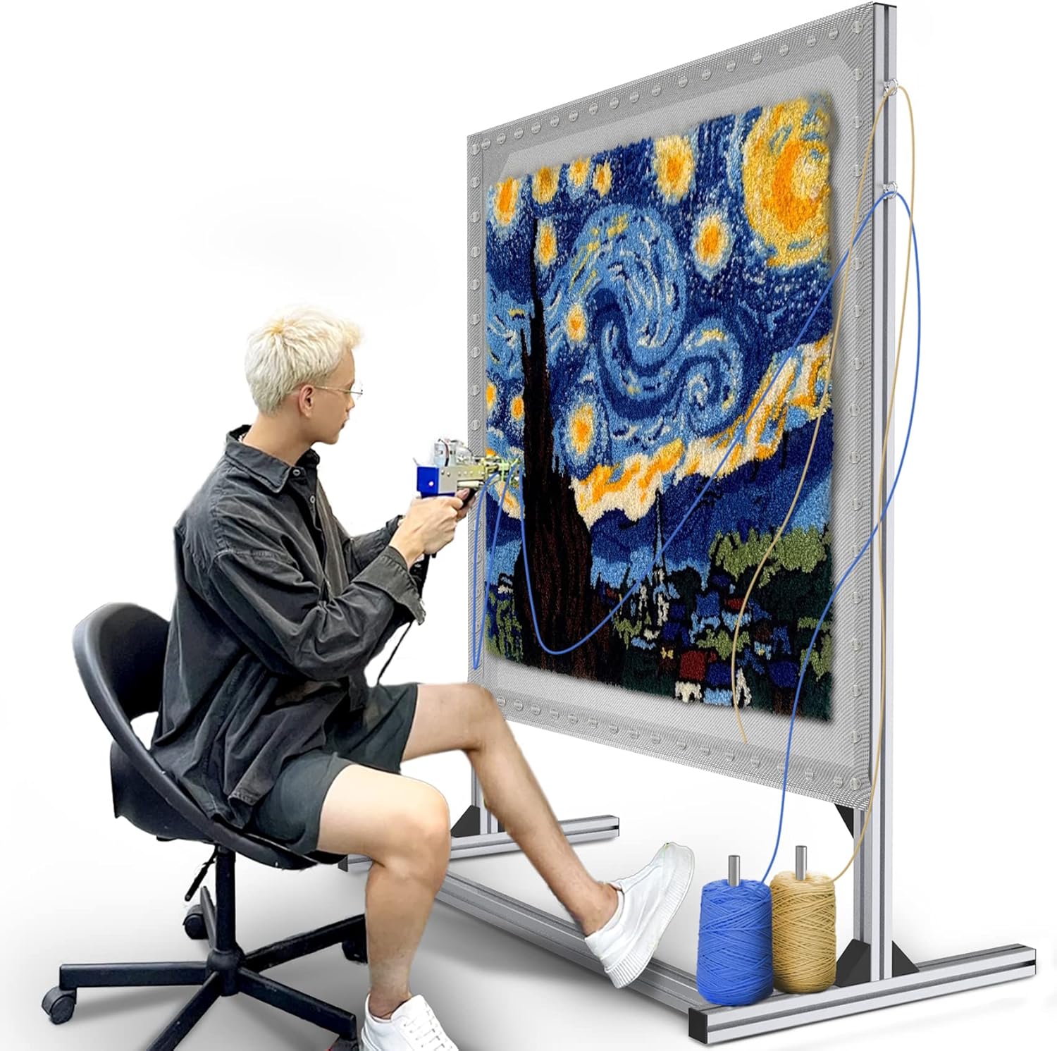 NODOCA Kit Tufting Telaio in Alluminio Metallo 135cm - immagine 1