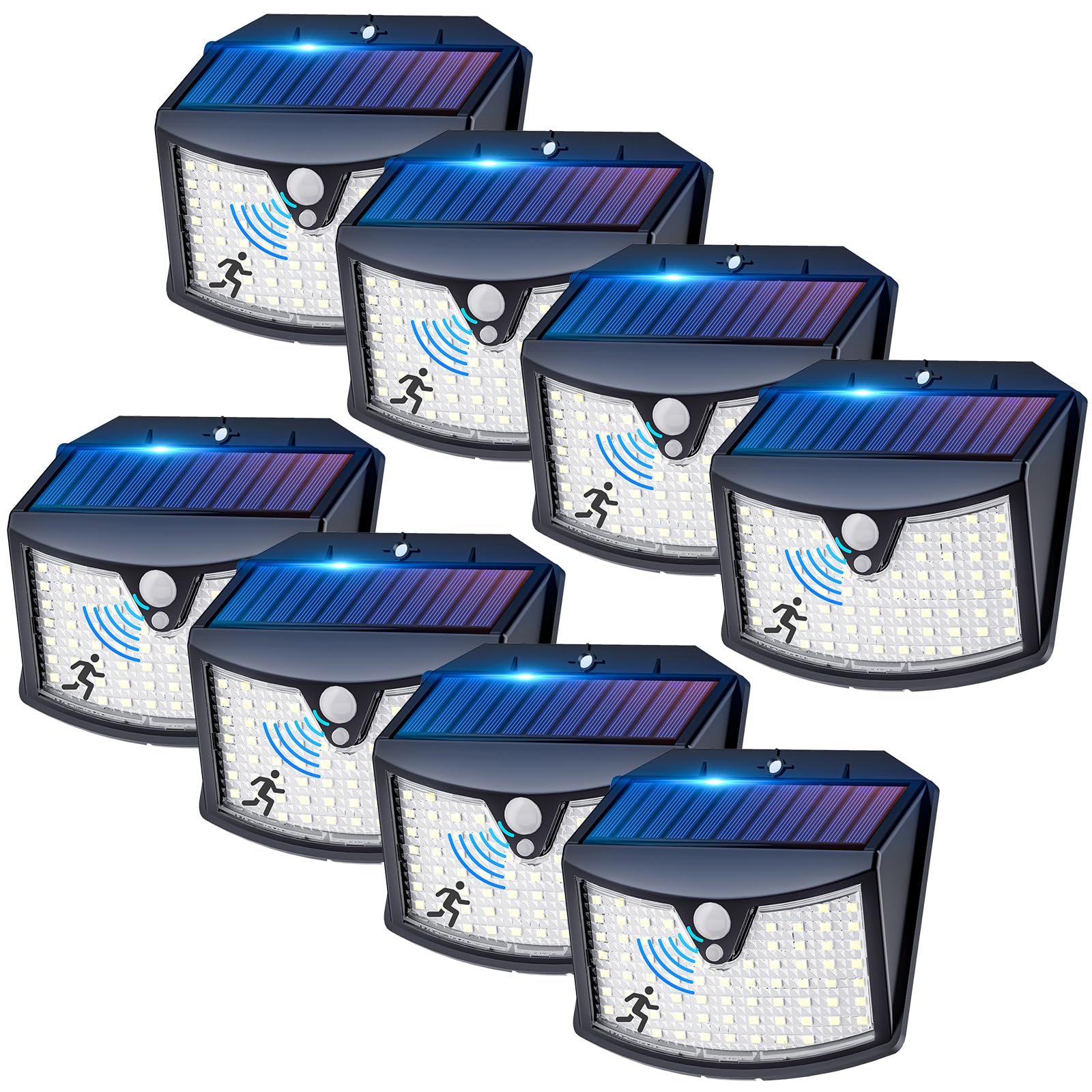 Luce Solare Led Esterno IP65 con Sensore di Movimento, 8 Pezzi