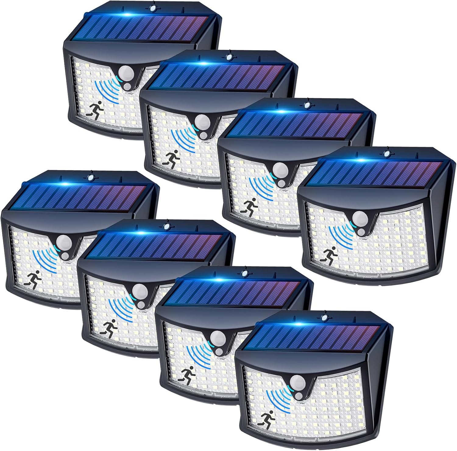 Luce Solare Led Esterno IP65 con Sensore di Movimento, 8 Pezzi - immagine 1