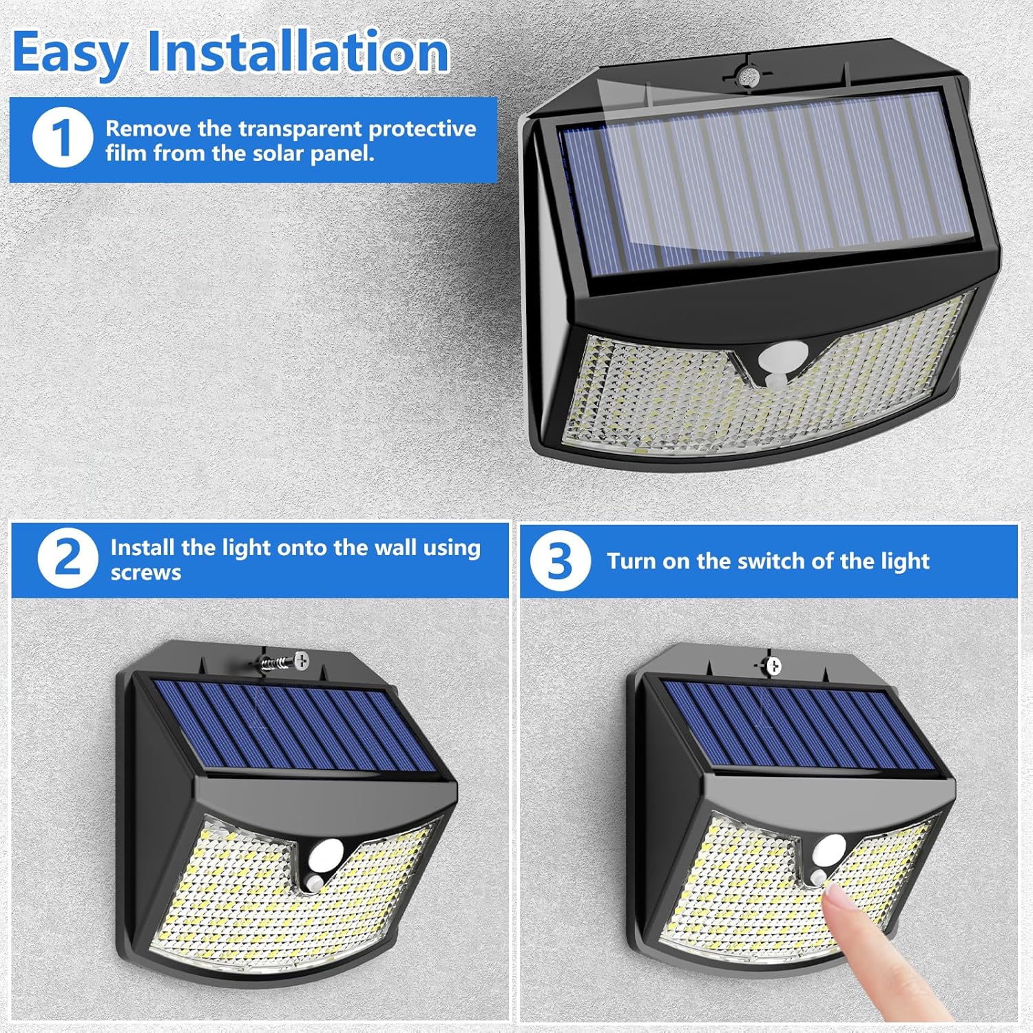 Luce Solare Led Esterno IP65 con Sensore di Movimento, 8 Pezzi - immagine 6