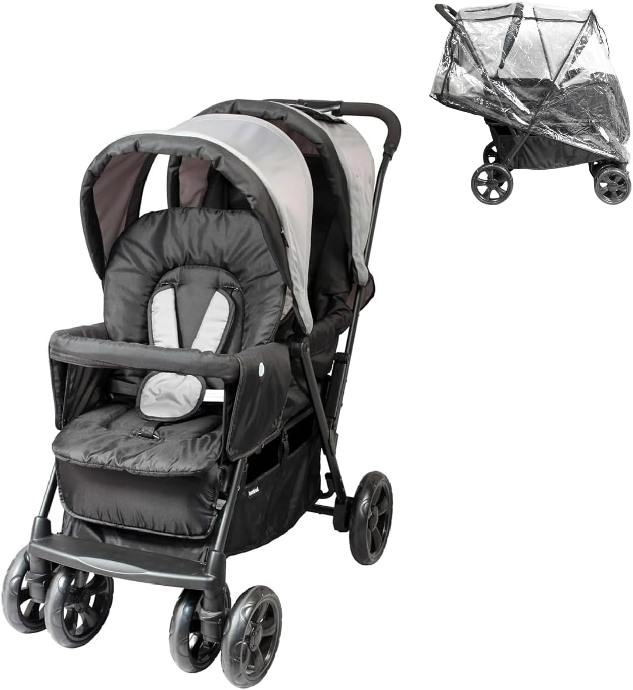 Bambisol Passeggino Doppio Pieghevole Grigio Nero - immagine 1