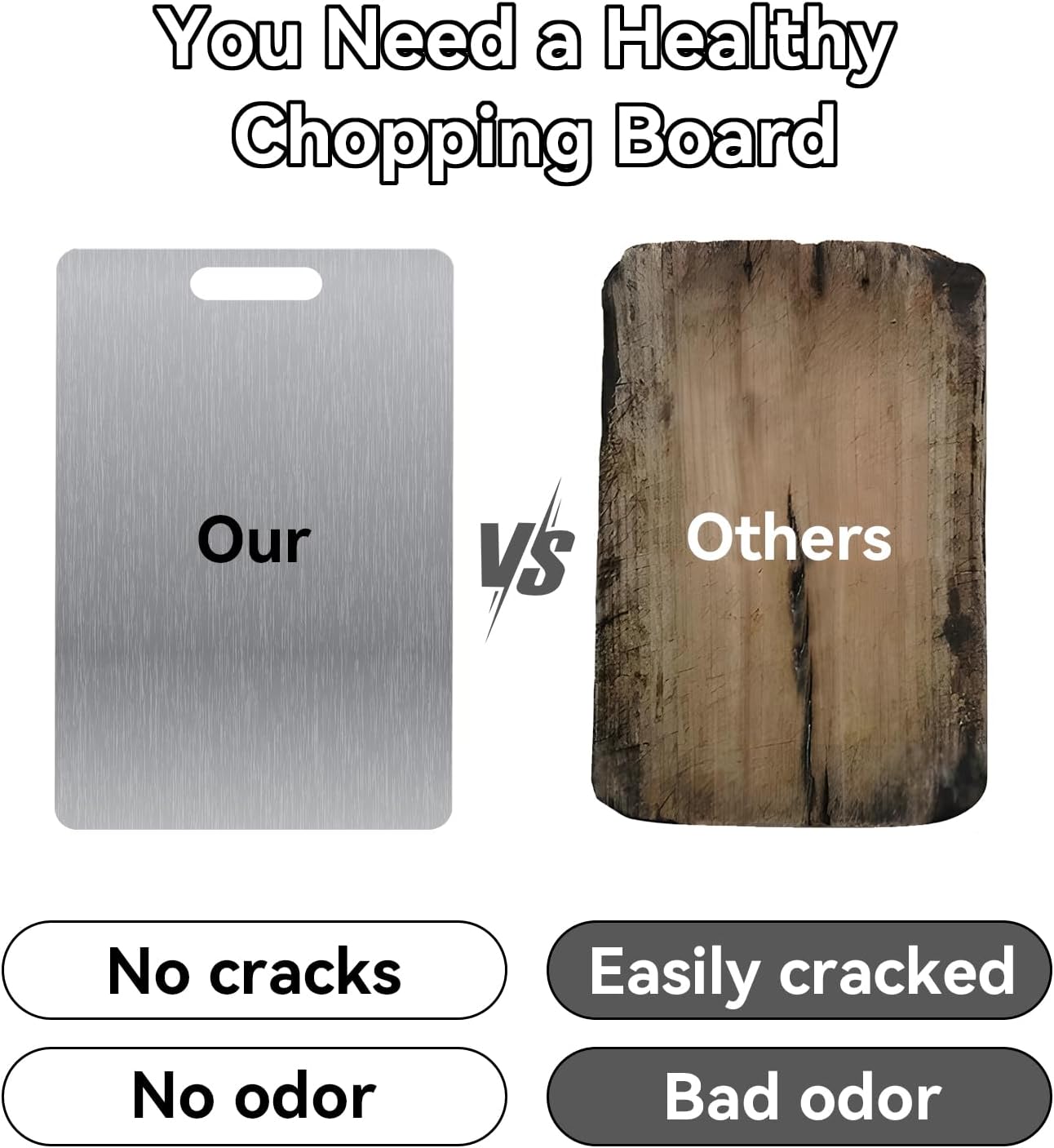 3 Pezzi Tagliere Acciaio Inox Senza BPA - immagine 3