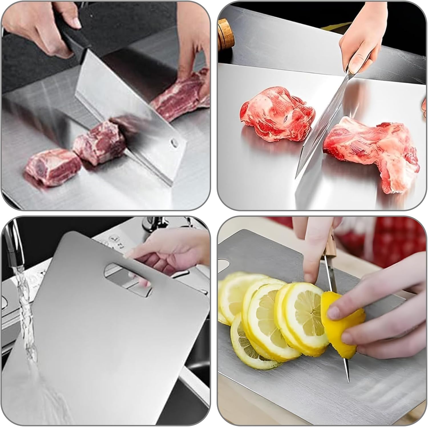 3 Pezzi Tagliere Acciaio Inox Senza BPA - immagine 6