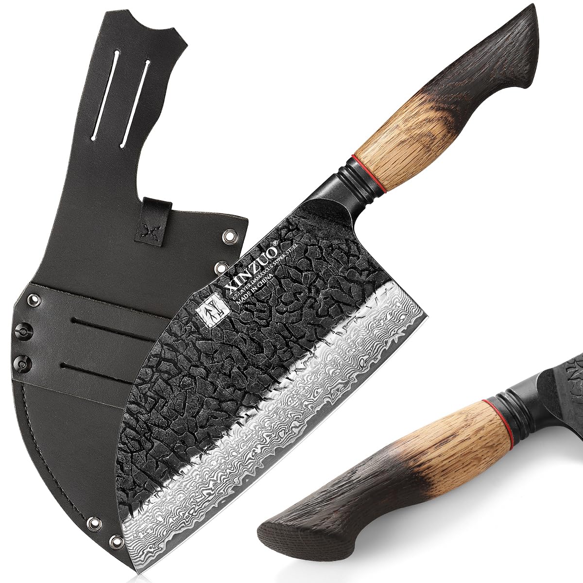 Xinzuo Mannaia da Cucina 18,5cm Acciaio Damasco