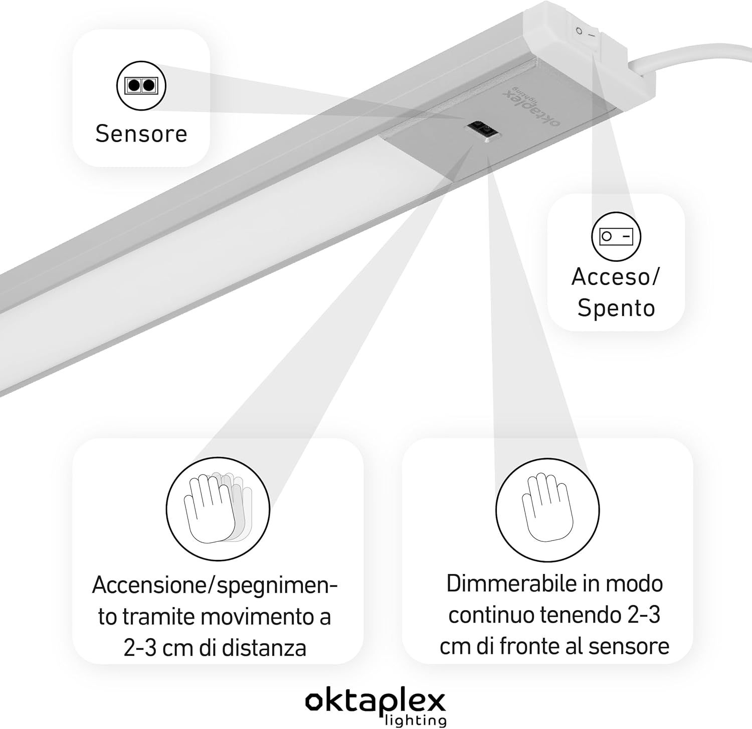 Oktaplex Riva Luce Sottopensile LED Piatto 57,5cm, Argento - immagine 3