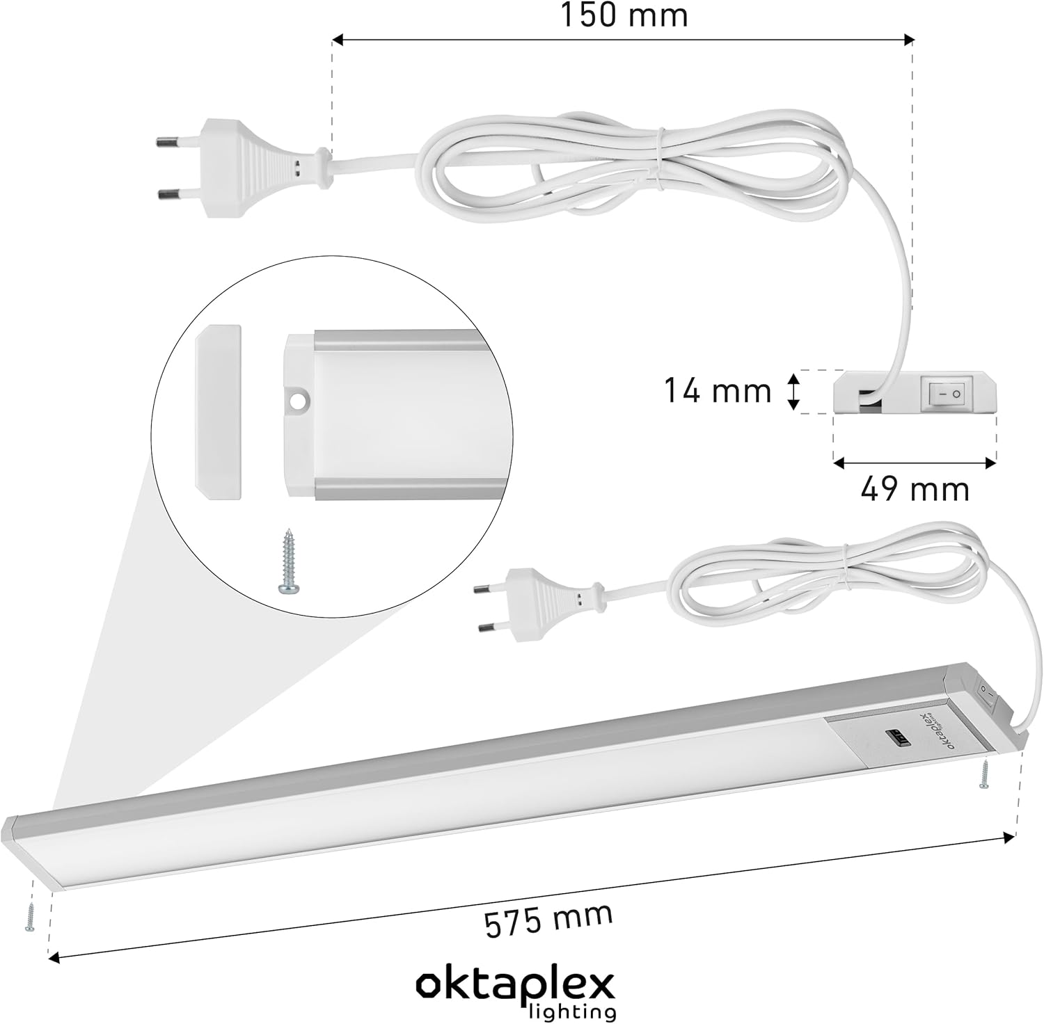 Oktaplex Riva Luce Sottopensile LED Piatto 57,5cm, Argento - immagine 6