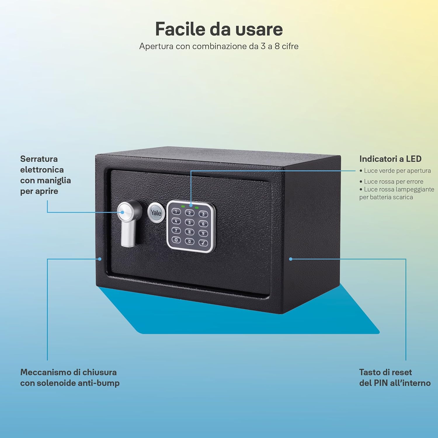 Yale Cassaforte Piccola YSV/200/DB2, Nero - immagine 2