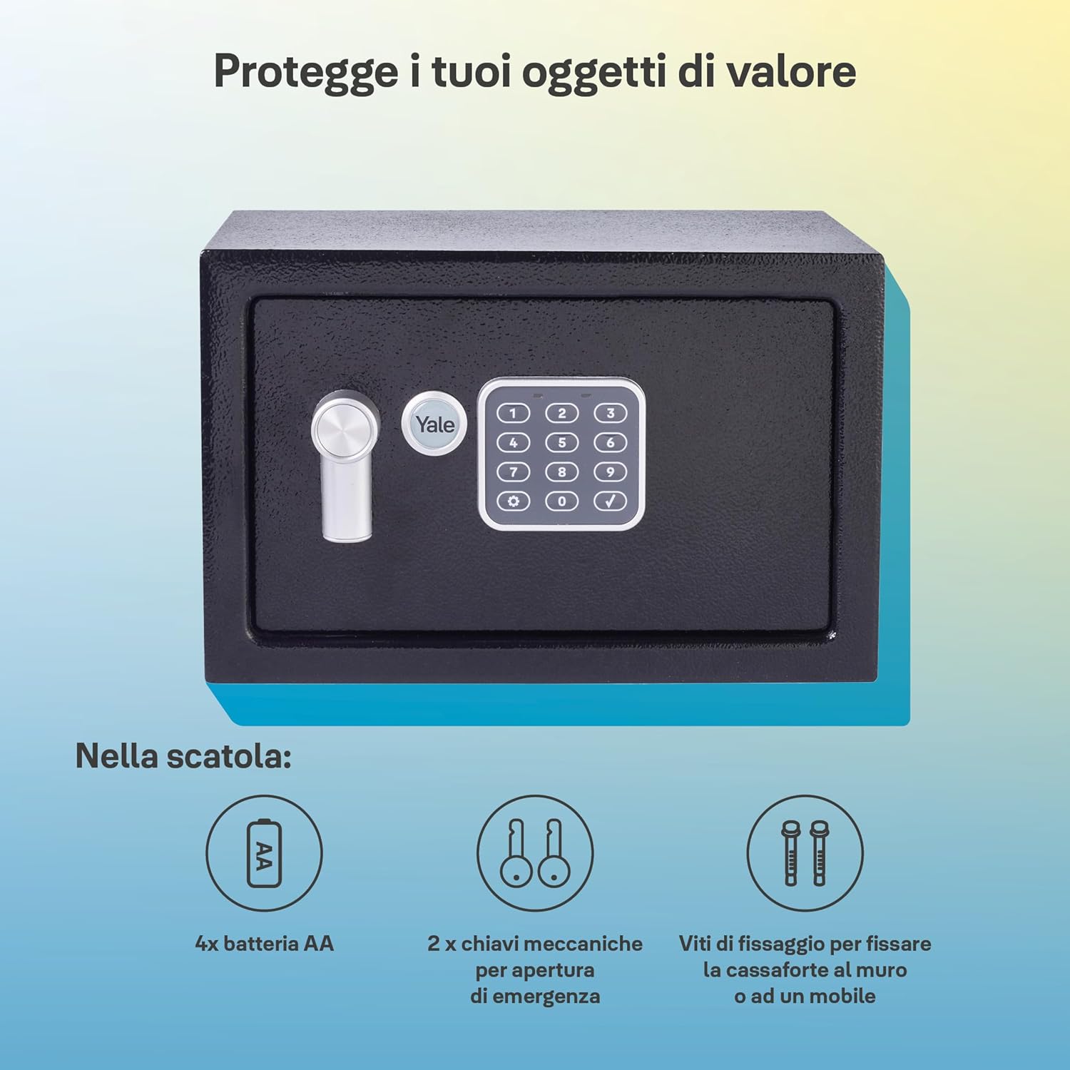 Yale Cassaforte Piccola YSV/200/DB2, Nero - immagine 4