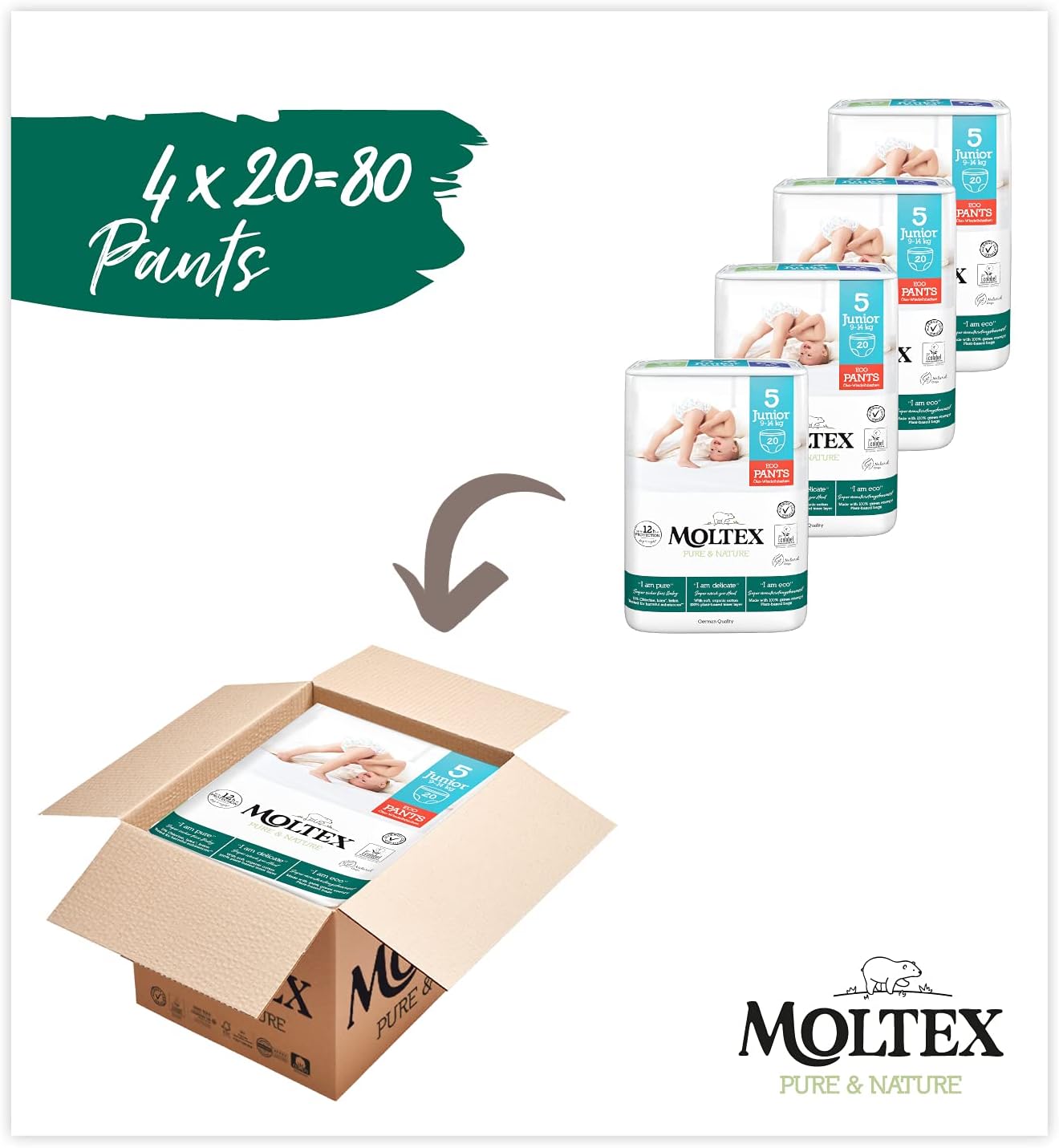 Moltex Pure & Nature Pants Ecologici Taglia 5 (9-14 kg) - immagine 2