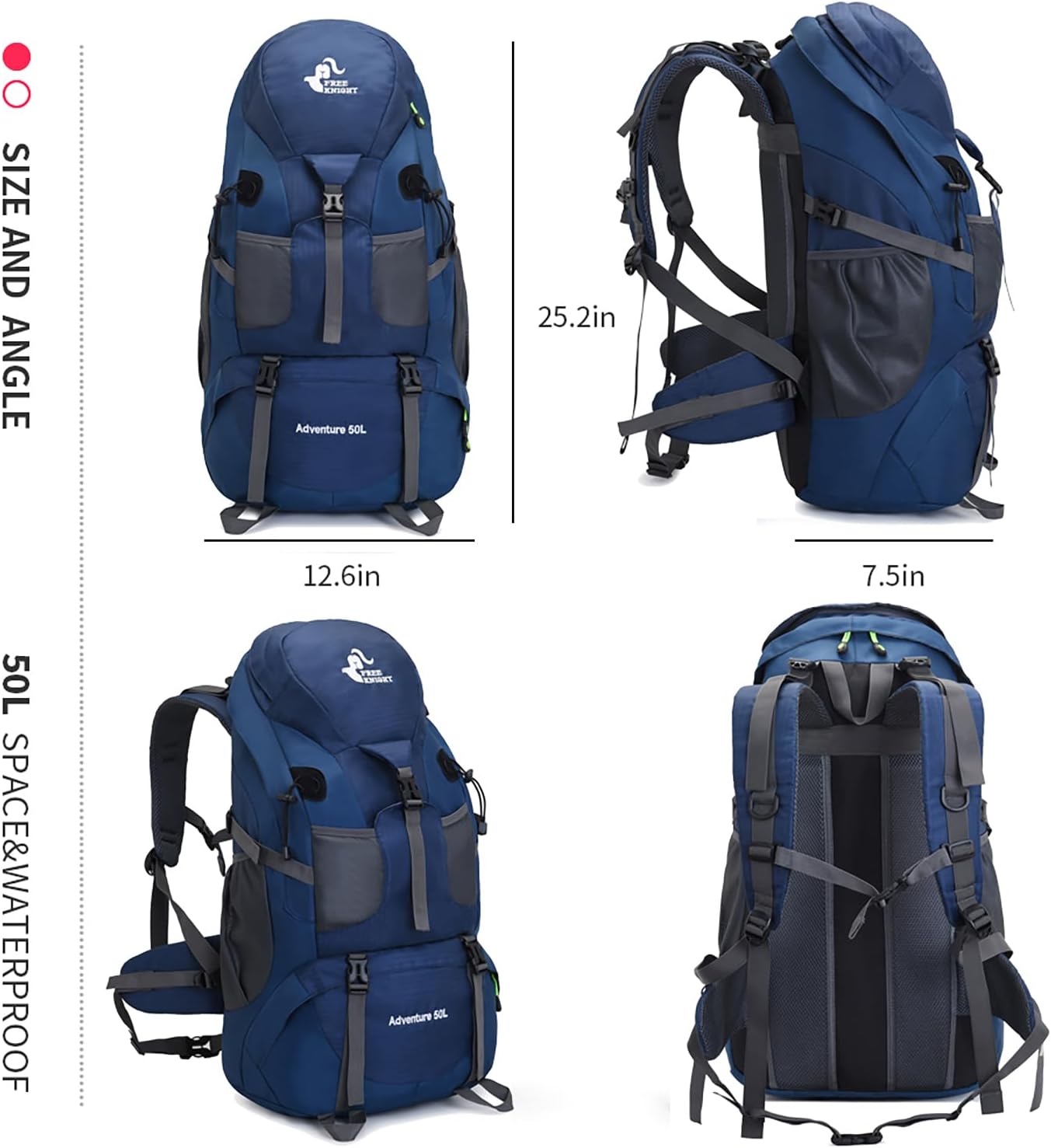 Bseash Zaino da Trekking Leggero 50L - immagine 2