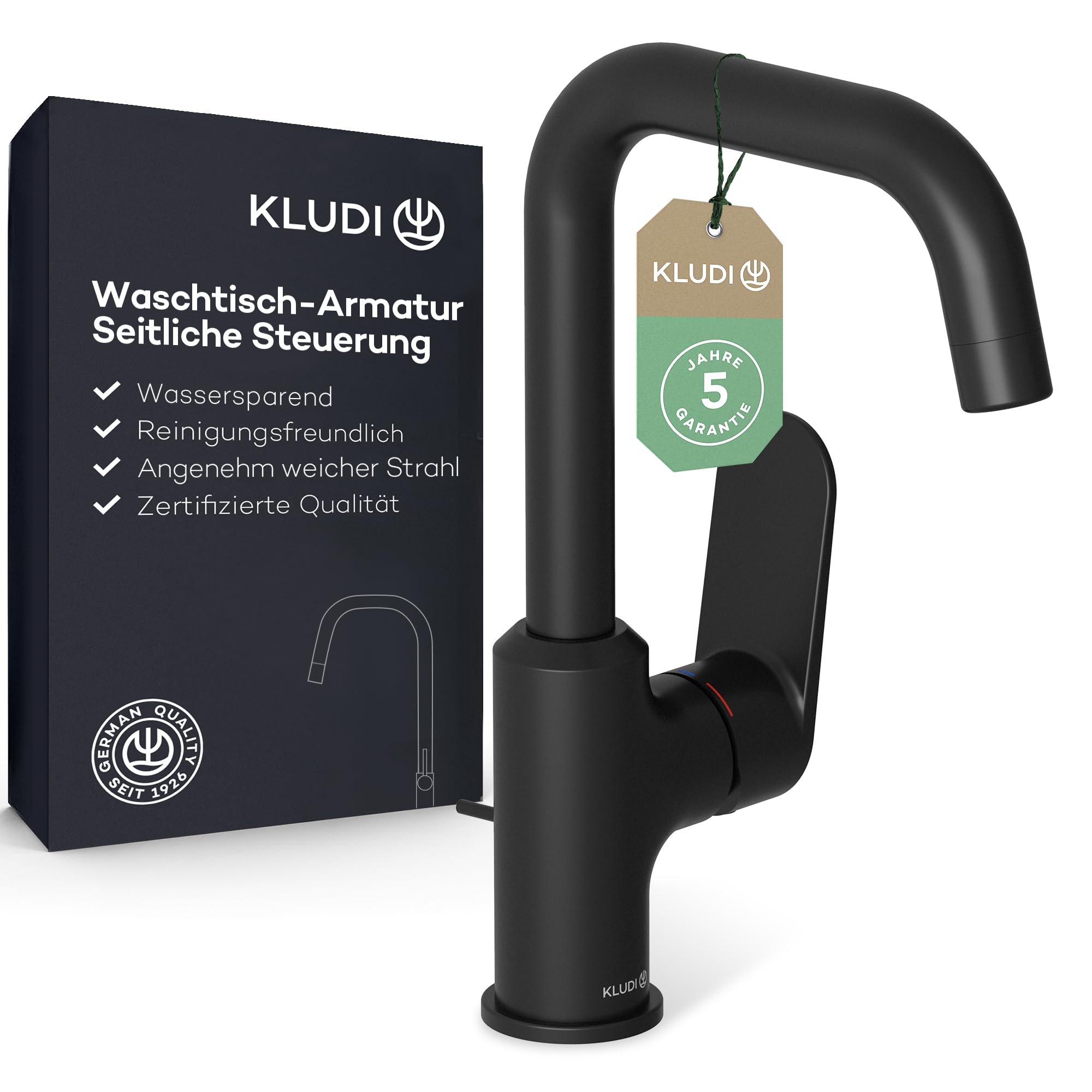 Kludi X1 Miscelatore Lavabo Nero Opaco Taglia L