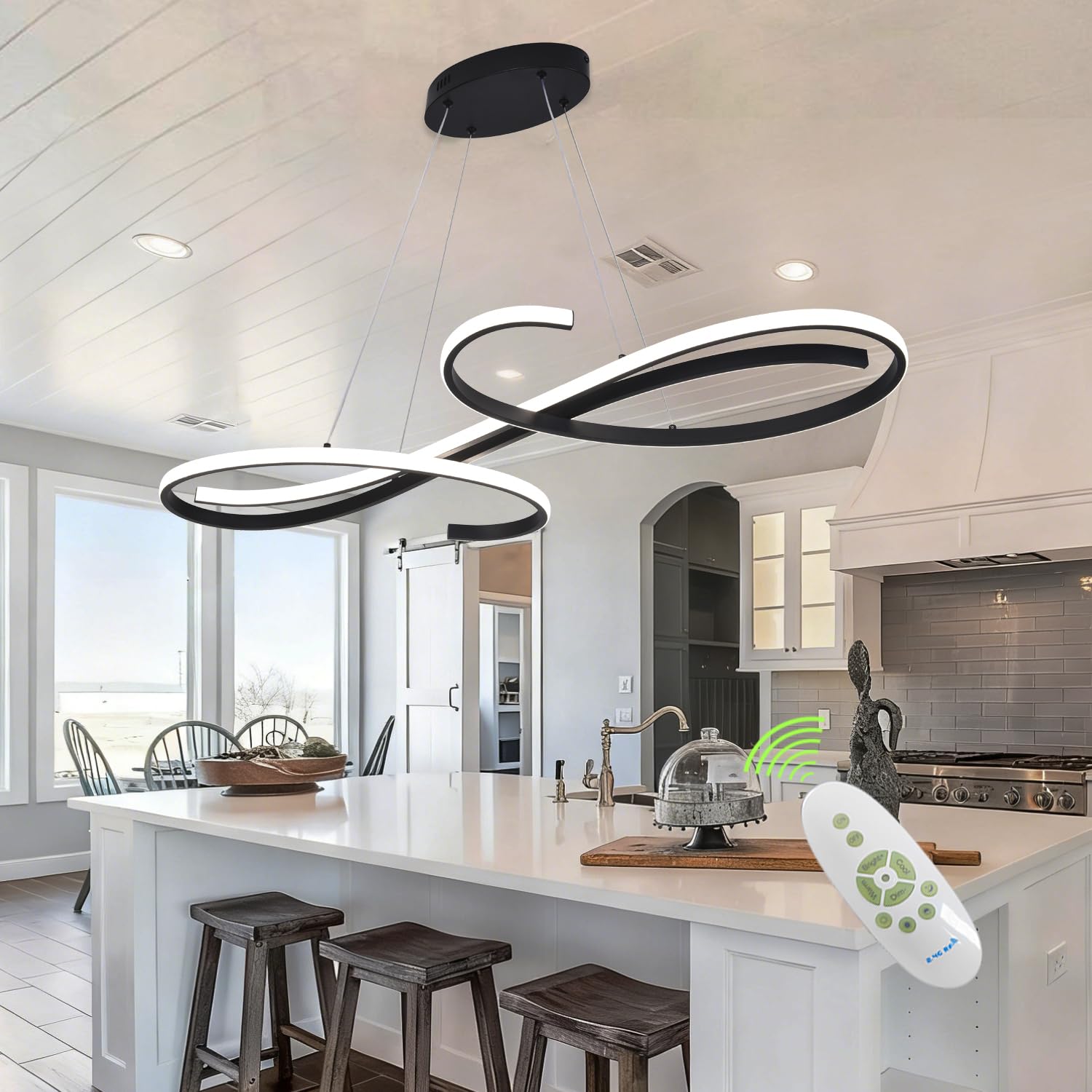 Lampadario a Sospensione Moderno Dimmerabile, Nero