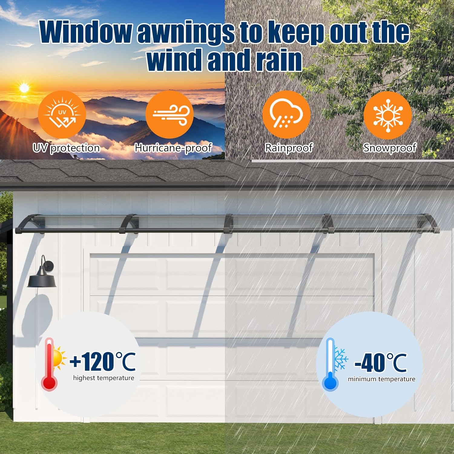 Pensilina Tettoia da Esterno 200x80 cm in Policarbonato - immagine 2