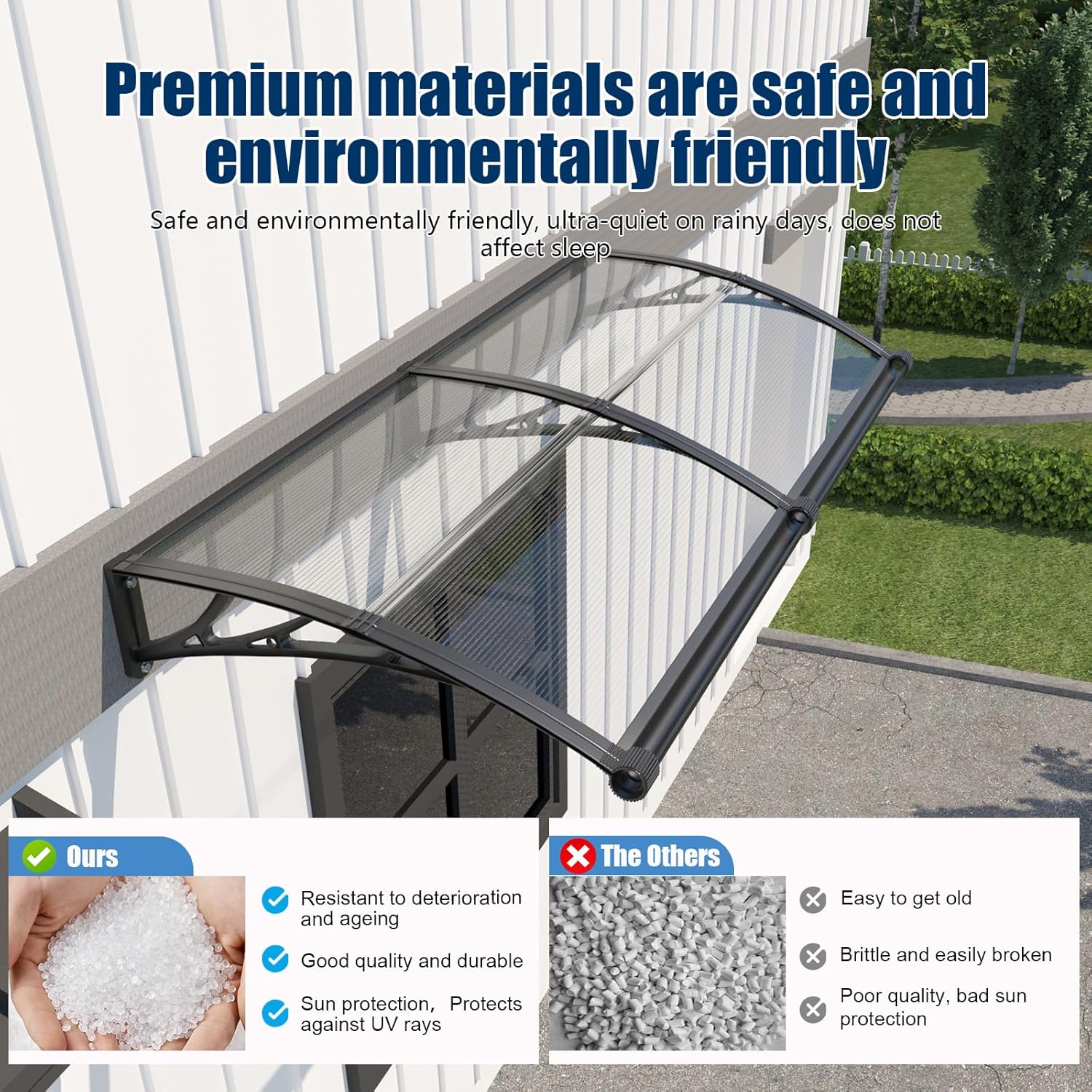 Pensilina Tettoia da Esterno 200x80 cm in Policarbonato - immagine 5